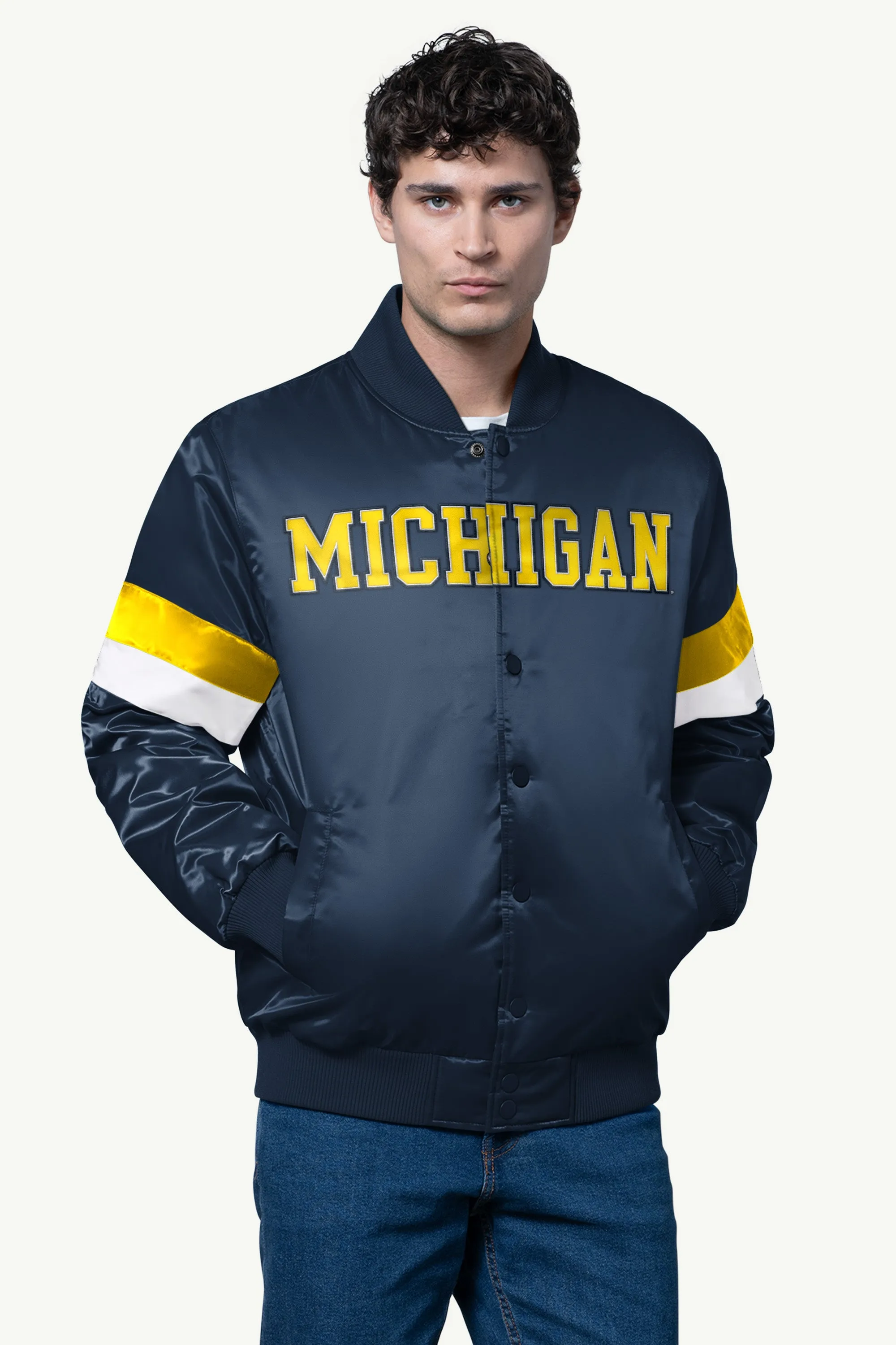 MENS MICHIGAN WOLVERINES SATIN VARSITY JACKET sold by Starter