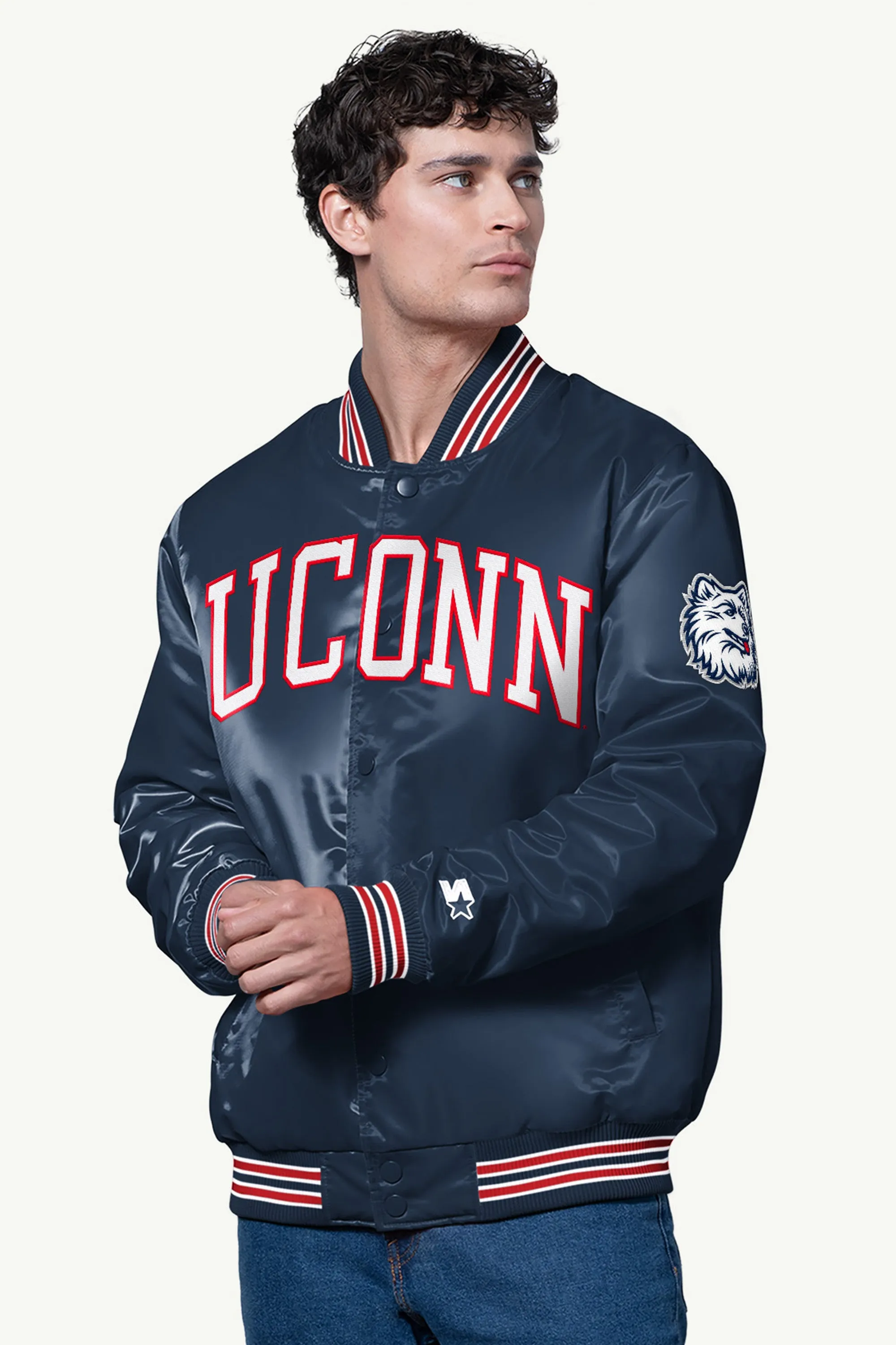 MENS UCONN HUSKIES SATIN VARSITY JACKET sold by Starter