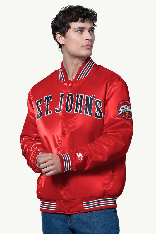 MENS ST. JOHN'S RED STORM SATIN VARSITY JACKET sold by Starter