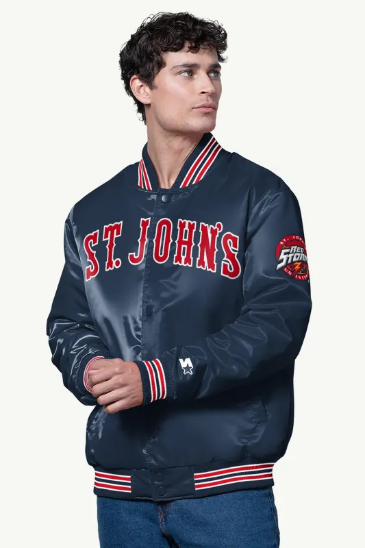 MENS ST. JOHN'S RED STORM SATIN VARSITY JACKET sold by Starter