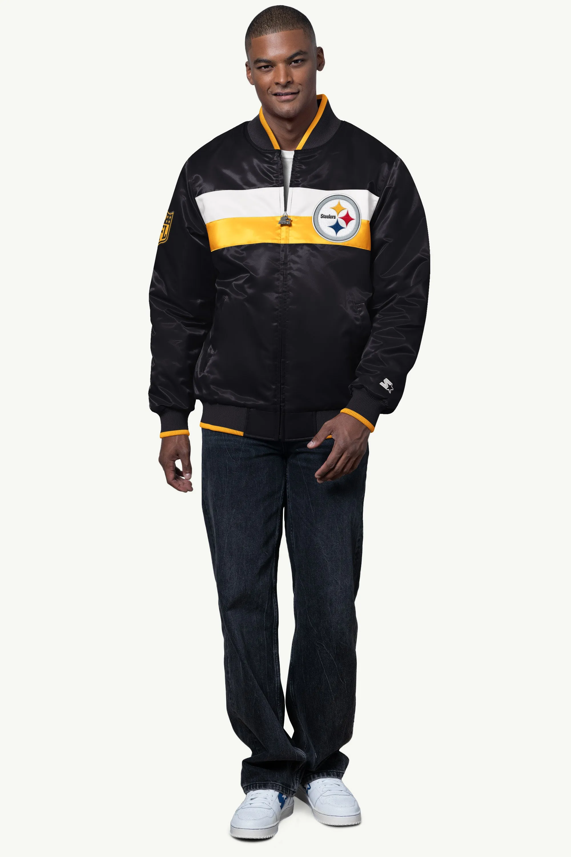 MENS PITTSBURGH STEELERS AMBASSADOR SATIN VARSITY JACKET sold by Starter product image thumbnail 3