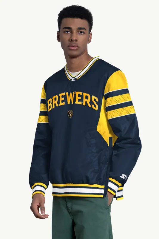 MENS MILWAUKEE BREWERS ENFORCER V-NECK PULLOVER JACKET sold by Starter