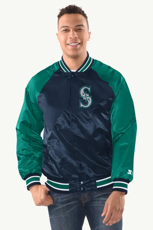 MENS SEATTLE MARINERS INDUCTEE SATIN VARSITY JACKET sold by Starter