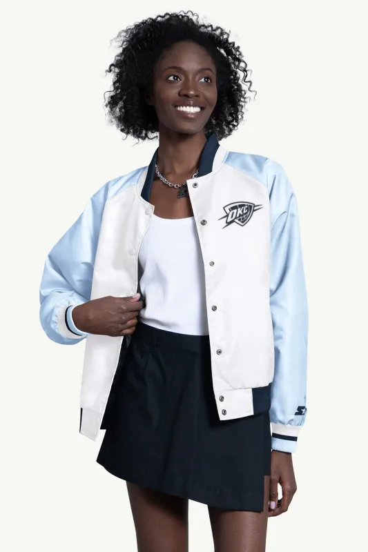 WOMENS OKLAHOMA CITY THUNDER BLITZ VARSITY JACKET made by Starter