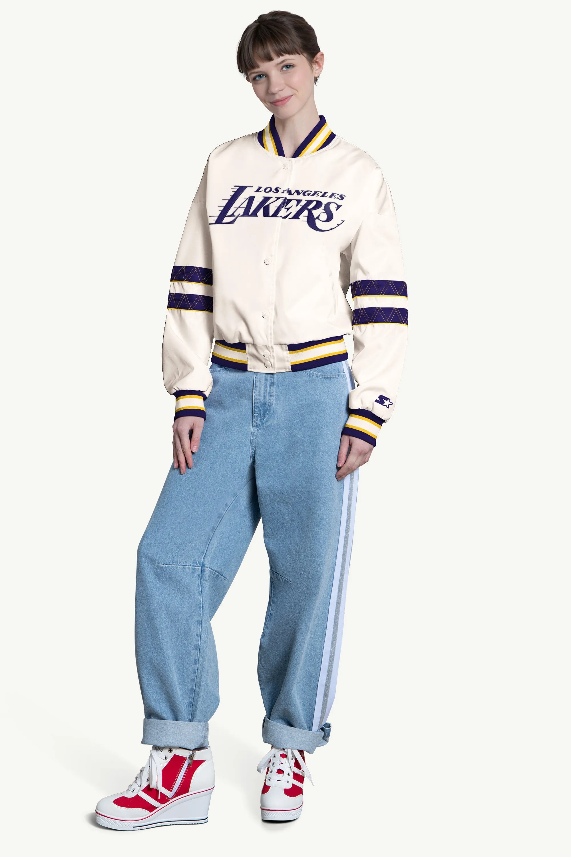 WOMENS LOS ANGELES LAKERS INTERCEPTION VARSITY JACKET sold by Starter product image thumbnail 3