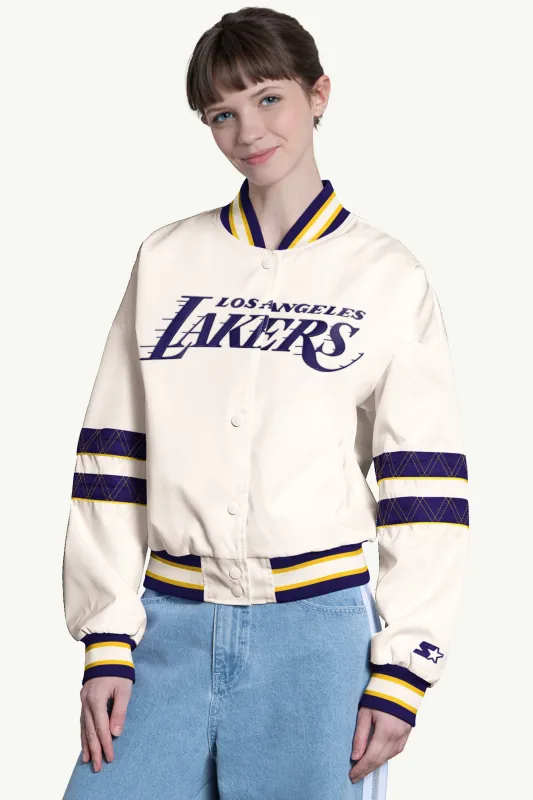 WOMENS LOS ANGELES LAKERS INTERCEPTION VARSITY JACKET made by Starter