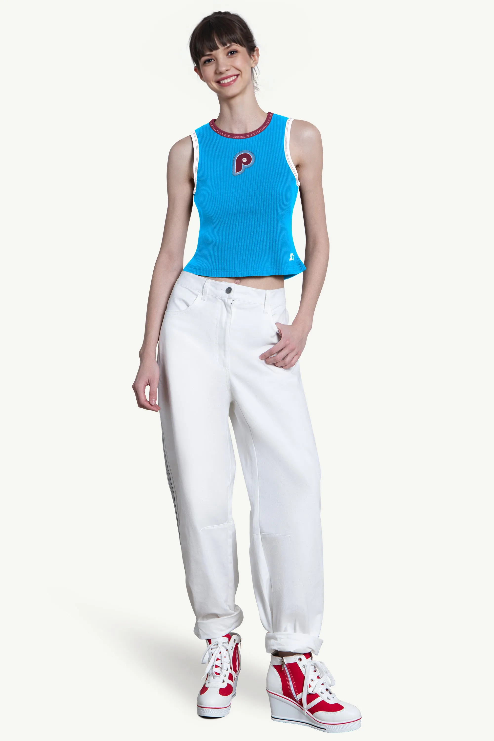 WOMENS PHILADELPHIA PHILLIES PLAY THE BALL CROP TANK sold by Starter product image thumbnail 3
