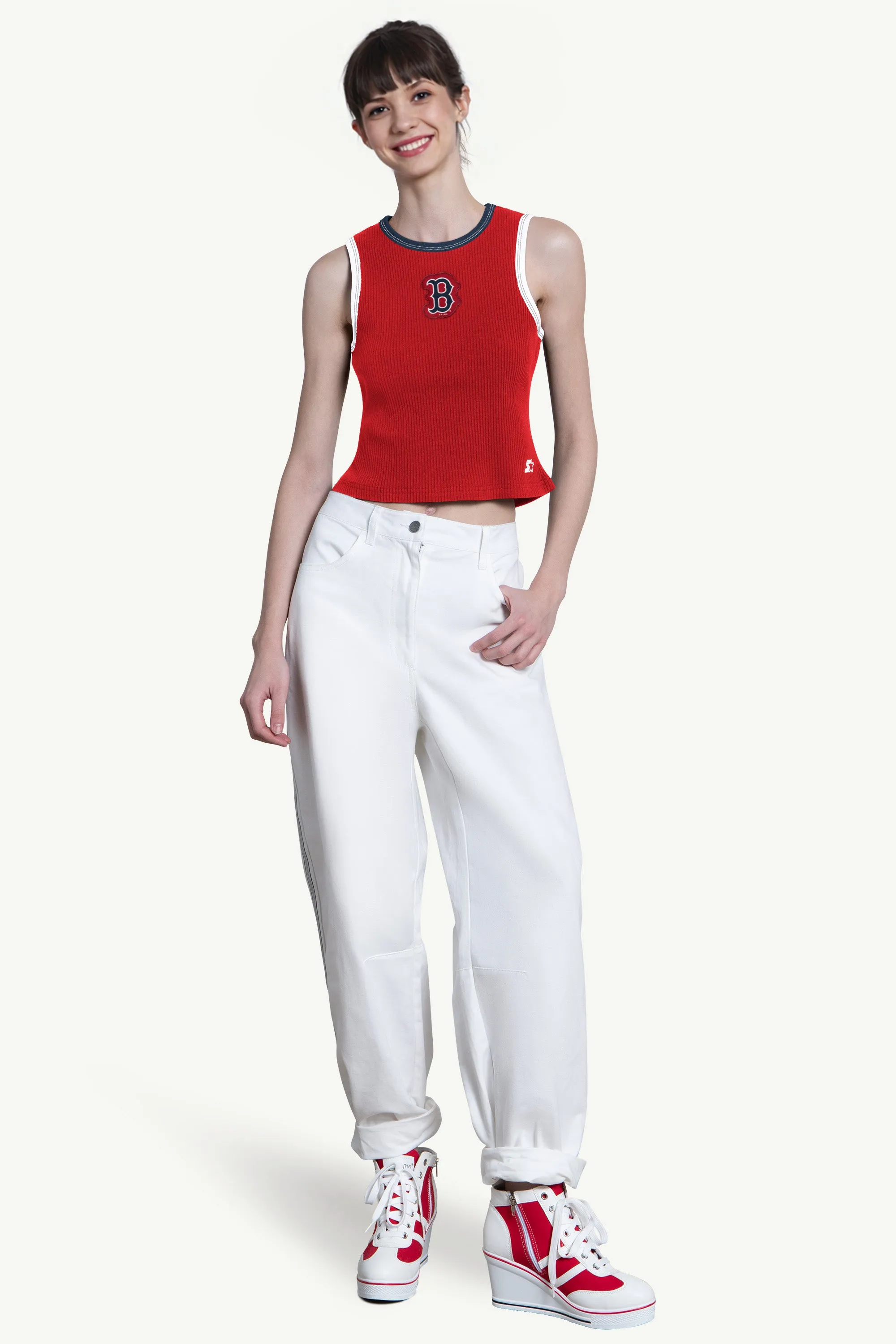WOMENS BOSTON RED SOX PLAY THE BALL CROP TANK sold by Starter product image thumbnail 3