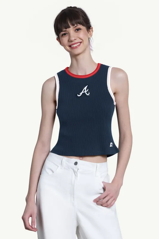 WOMENS ATLANTA BRAVES PLAY THE BALL CROP TANK made by Starter