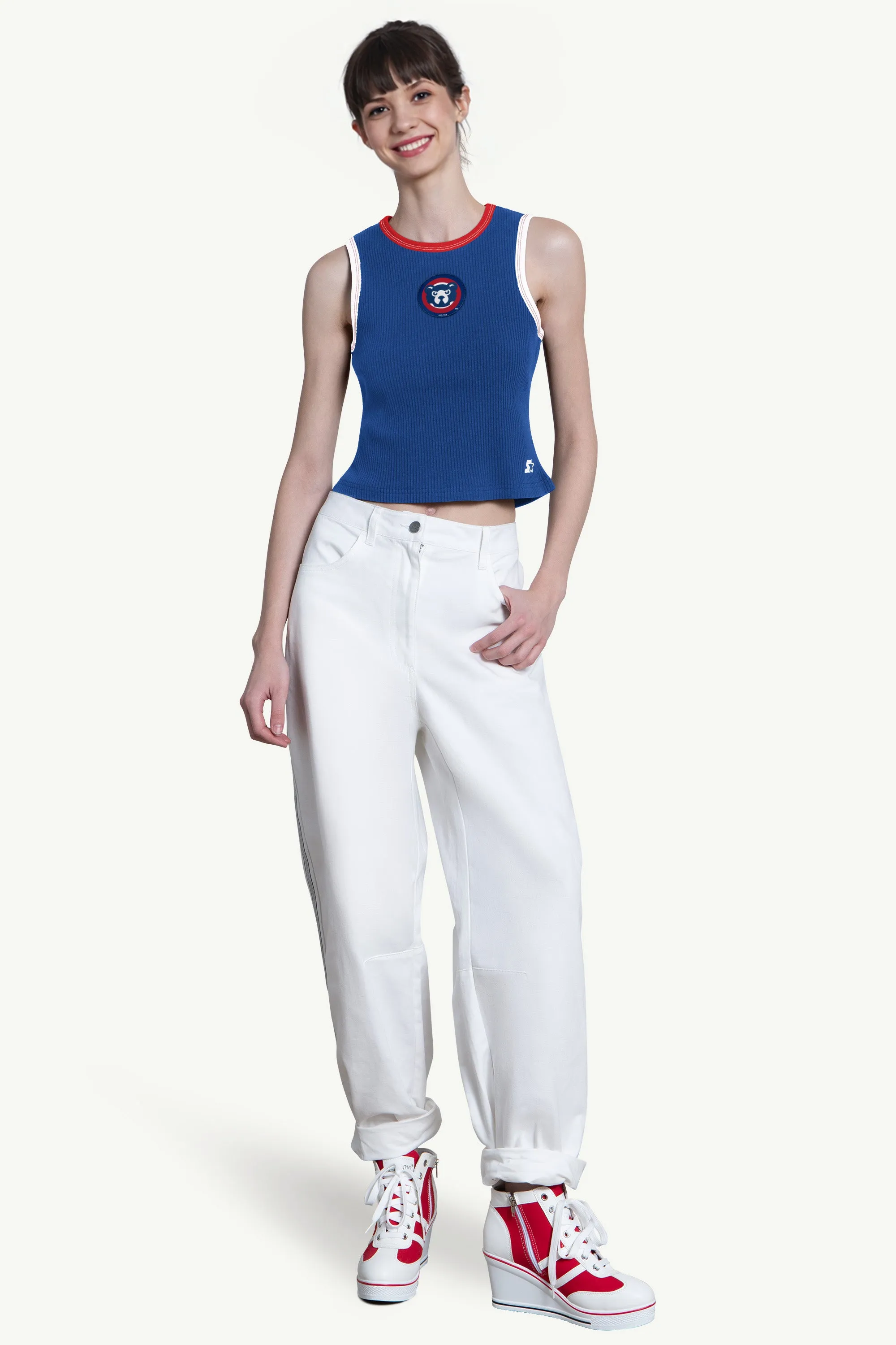 WOMENS CHICAGO CUBS PLAY THE BALL CROP TANK sold by Starter product image thumbnail 3