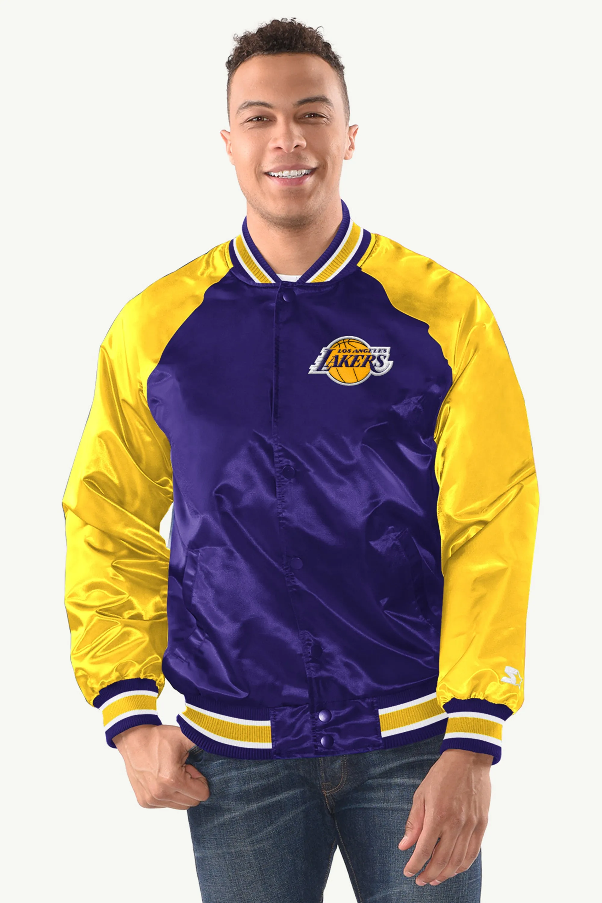 MENS LOS ANGELES LAKERS INDUCTEE SATIN VARSITY JACKET sold by Starter