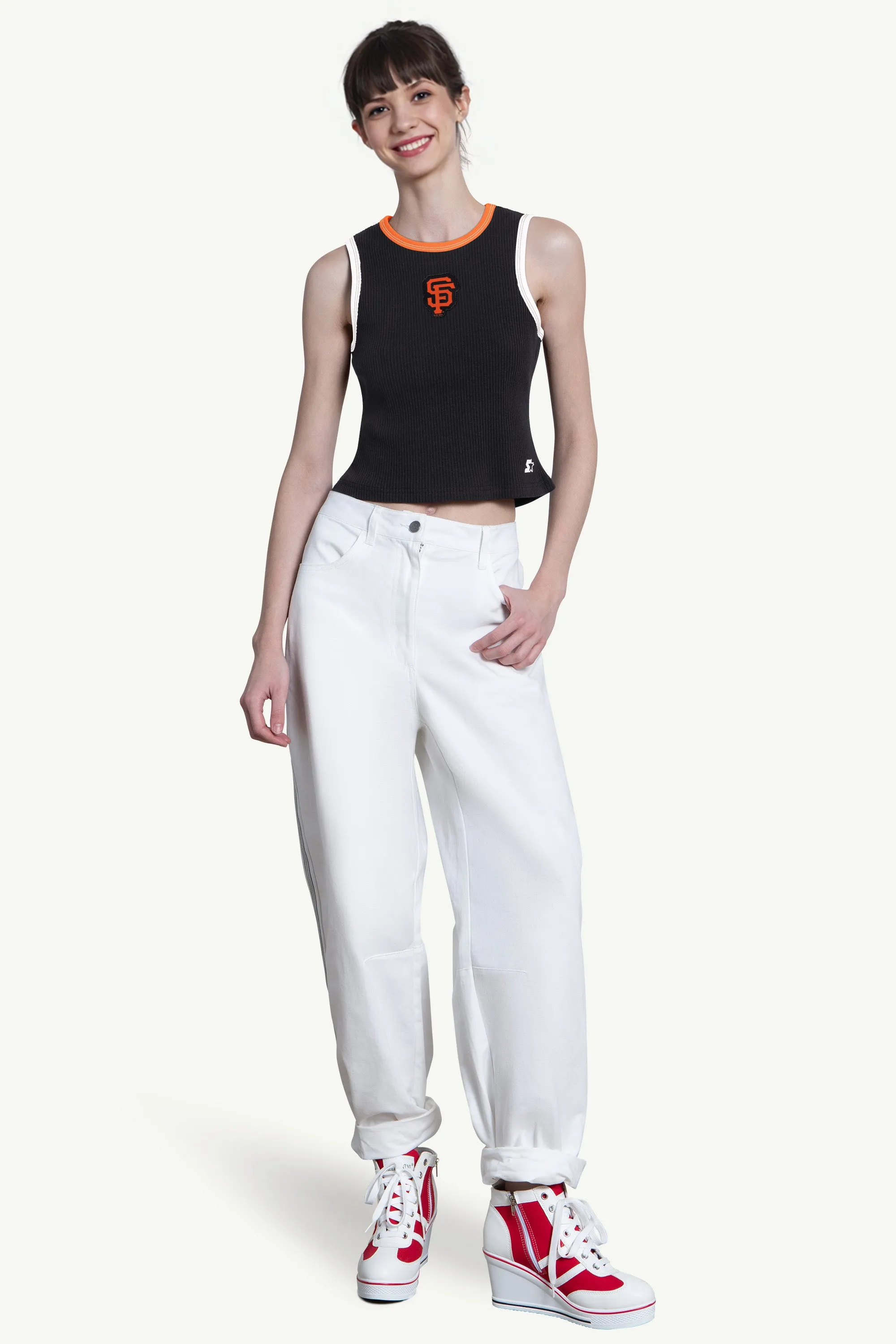 WOMENS SAN FRANCISCO GIANTS PLAY THE BALL CROP TANK sold by Starter product image thumbnail 3