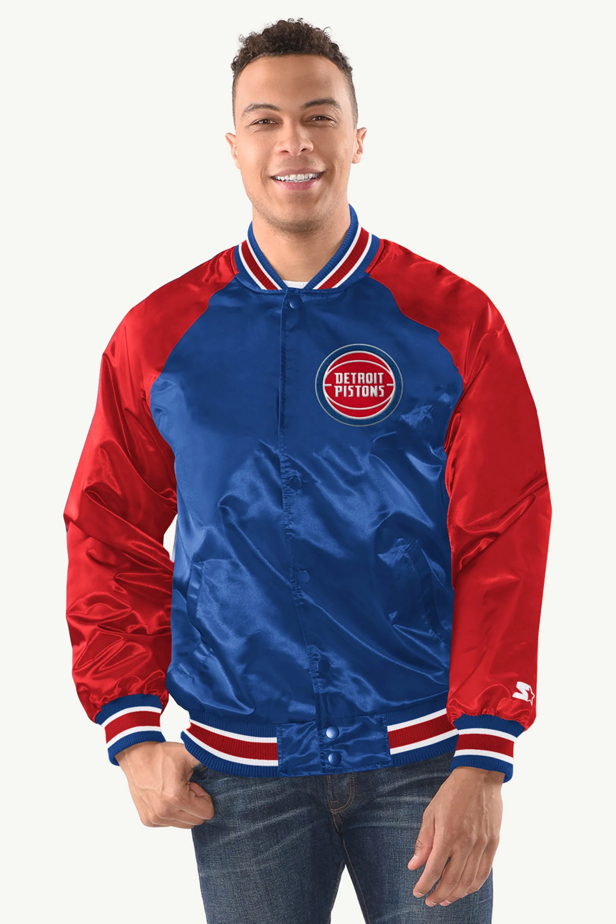 MENS DETROIT PISTONS INDUCTEE SATIN VARSITY JACKET sold by Starter
