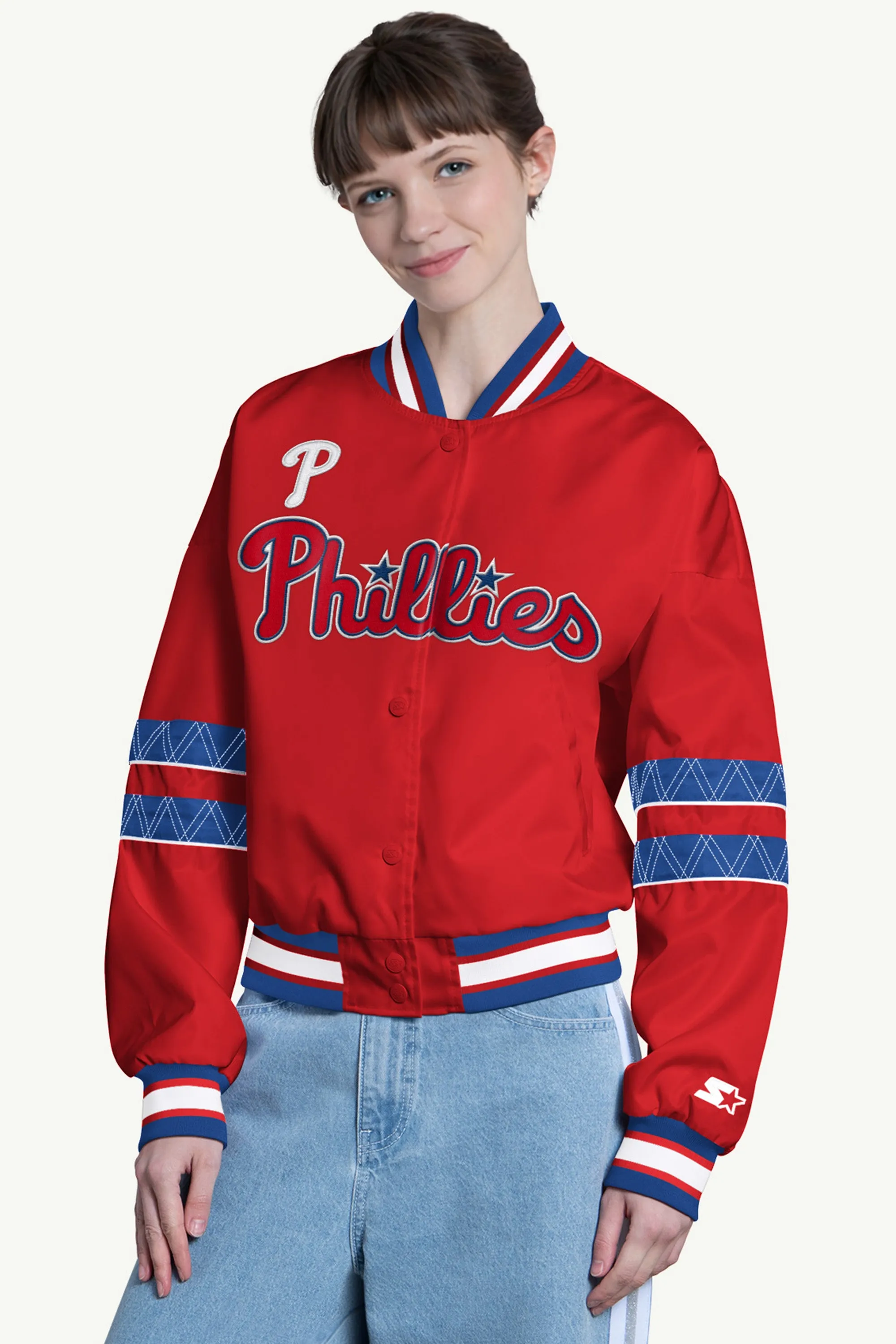 WOMENS PHILADELPHIA PHILLIES INTERCEPTION VARSITY JACKET sold by Starter