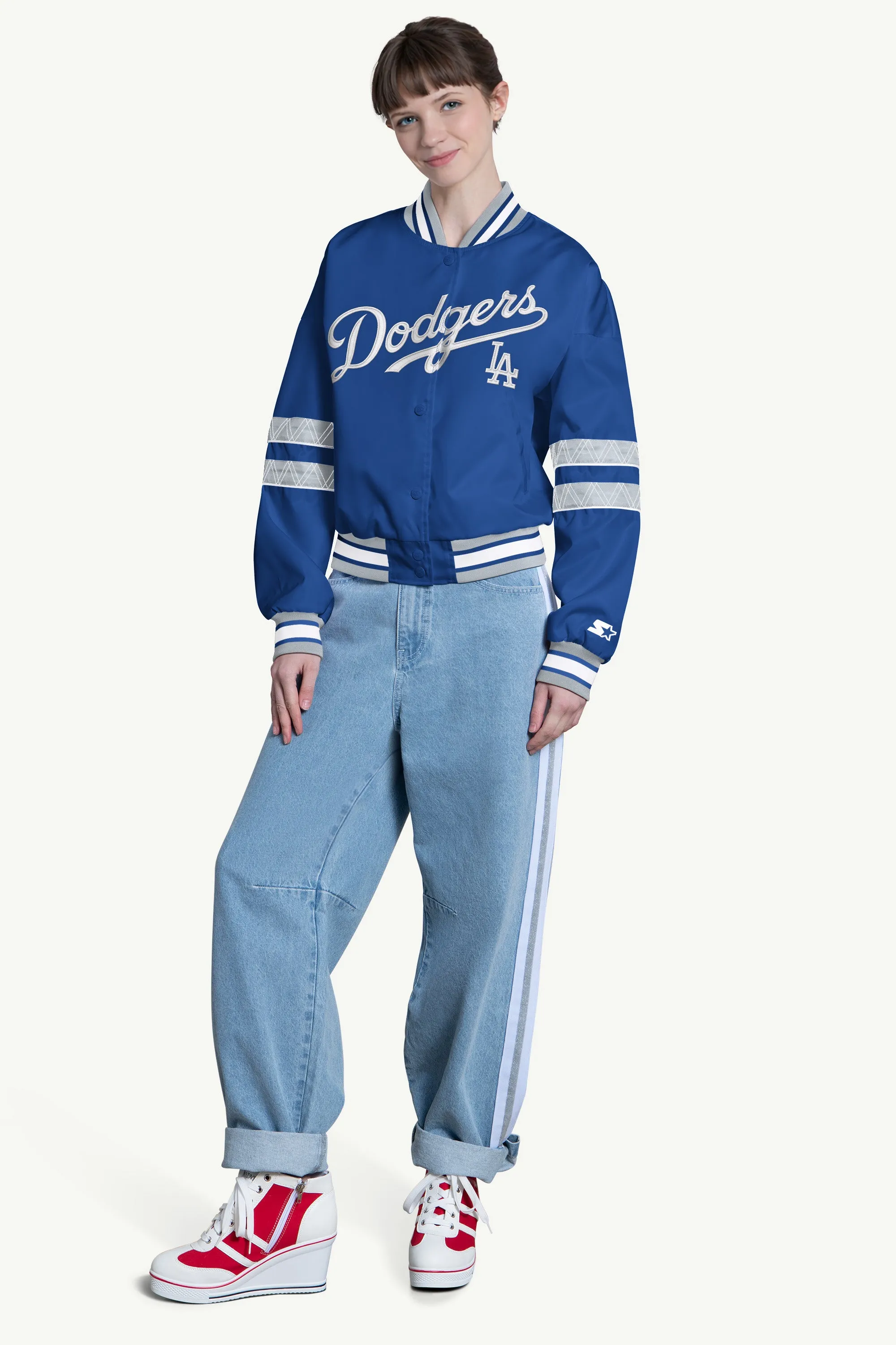 WOMENS LOS ANGELES DODGERS INTERCEPTION VARSITY JACKET sold by Starter product image thumbnail 3