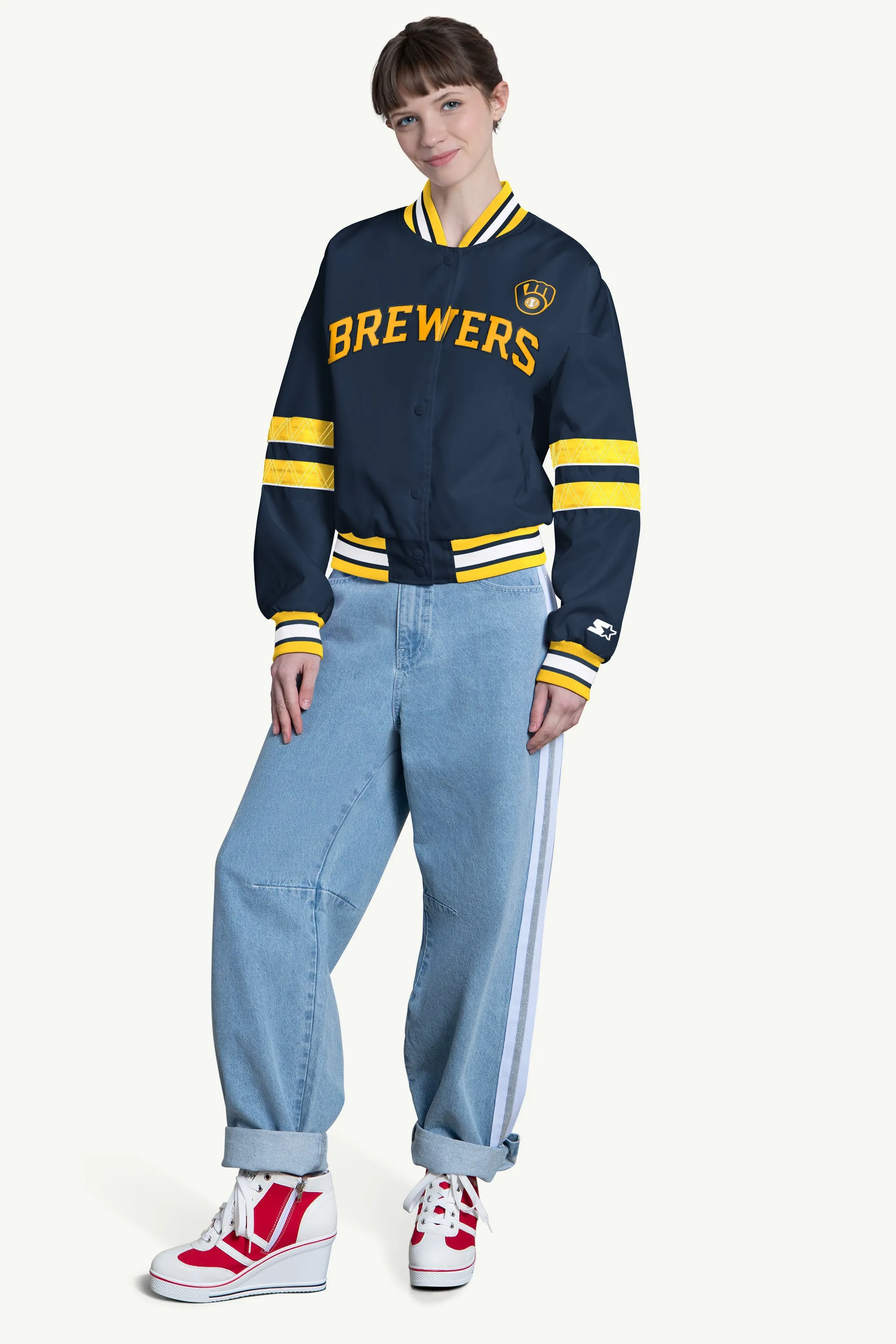 WOMENS MILWAUKEE BREWERS INTERCEPTION VARSITY JACKET sold by Starter product image thumbnail 3