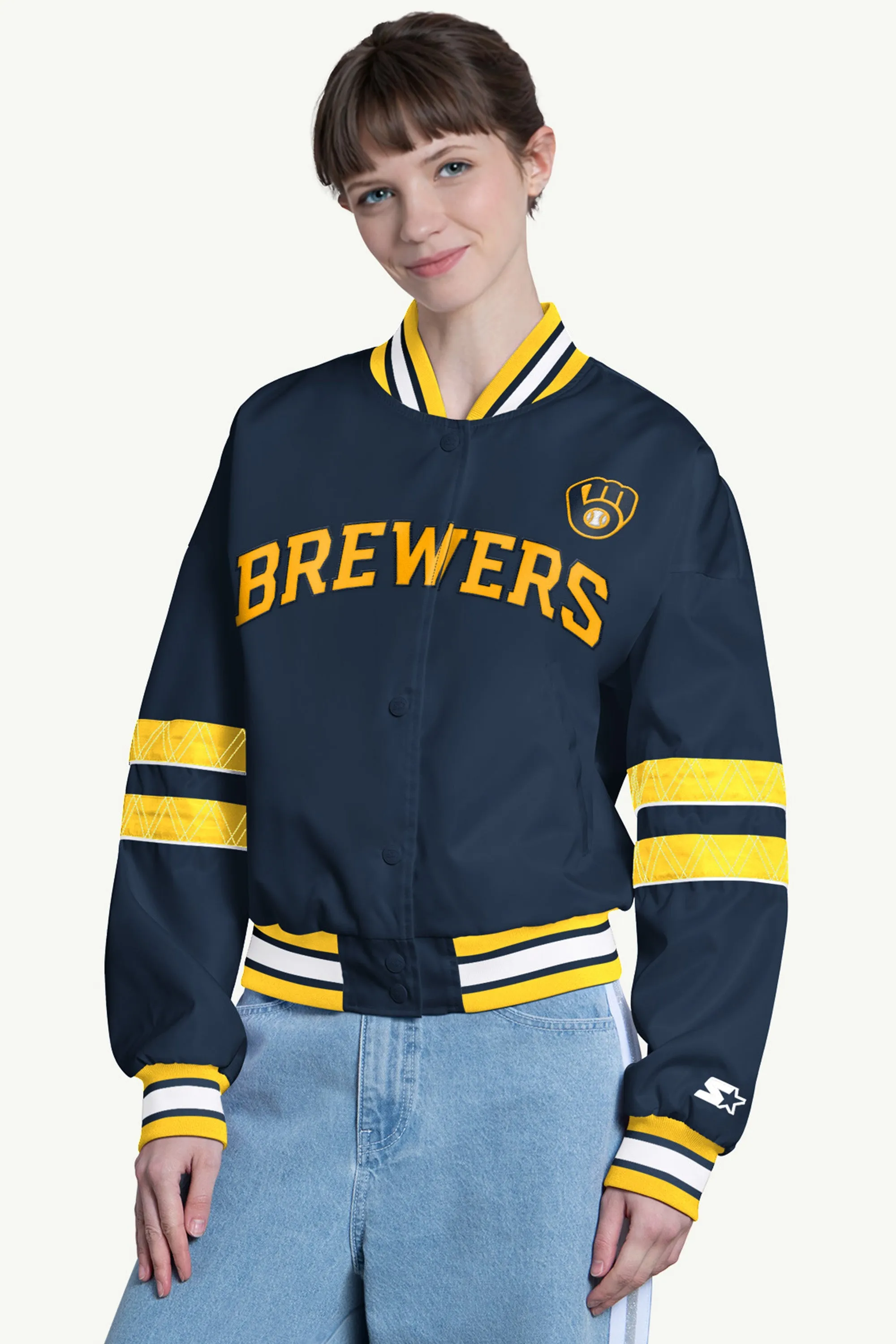 WOMENS MILWAUKEE BREWERS INTERCEPTION VARSITY JACKET sold by Starter