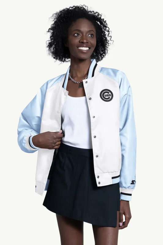 WOMENS CHICAGO CUBS BLITZ VARSITY JACKET made by Starter