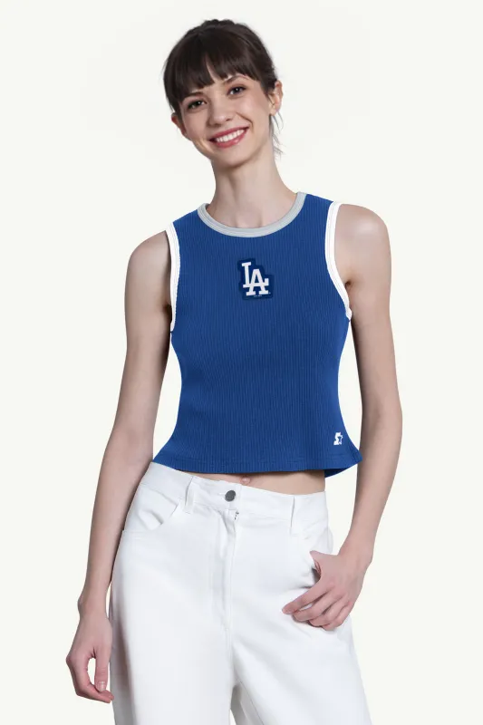 WOMENS LOS ANGELES DODGERS PLAY THE BALL CROP TANK made by Starter