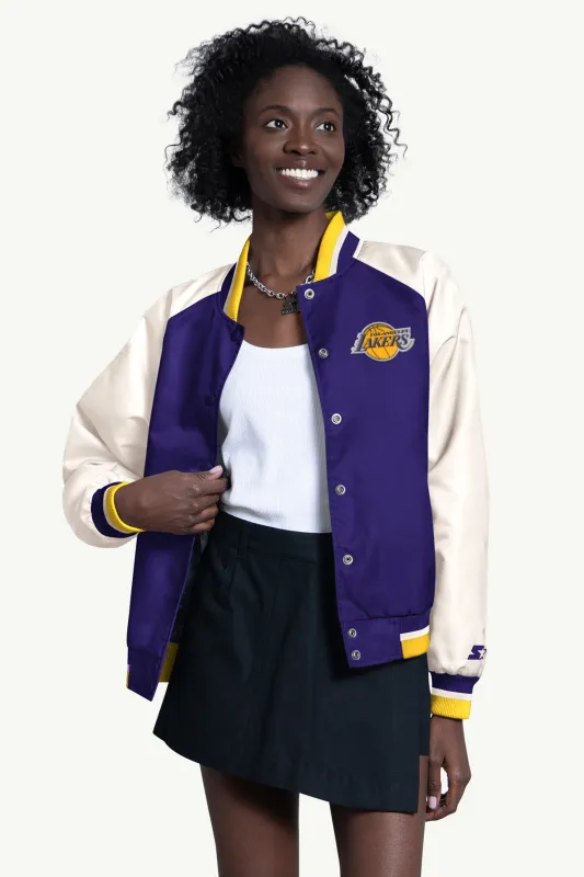 WOMENS LOS ANGELES LAKERS BLITZ VARSITY JACKET made by Starter