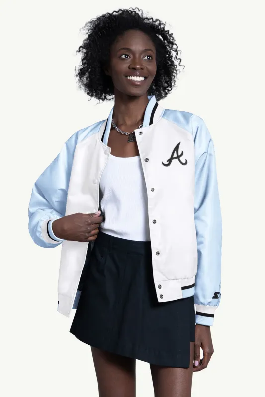 WOMENS ATLANTA BRAVES BLITZ VARSITY JACKET made by Starter
