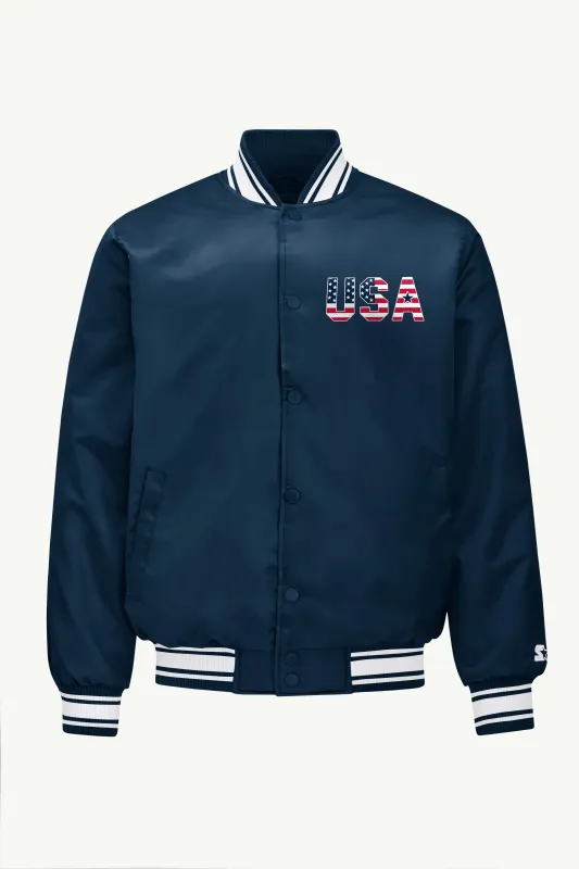 MENS STARTER USA EAGLE CREST SATIN VARSITY JACKET made by Starter