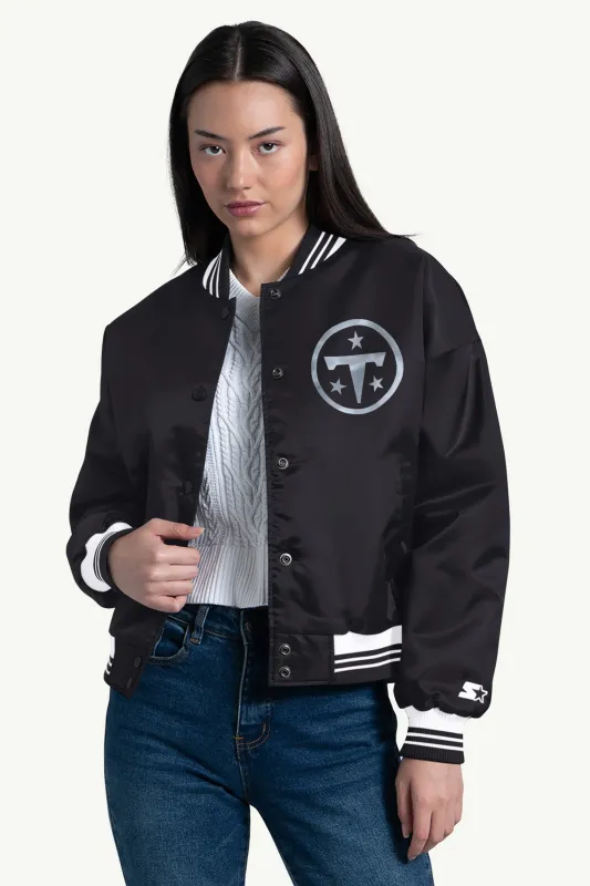 WOMENS  TENNESSEE TITANS SCRIPT SATIN VARSITY JACKET sold by Starter
