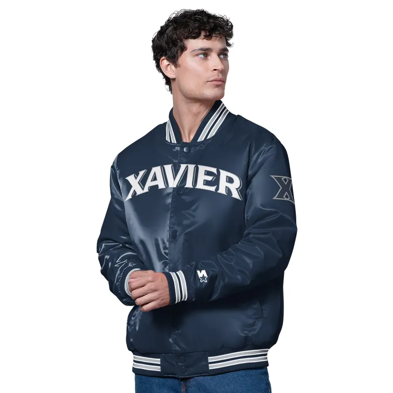 MENS XAVIER MUSKETEERS SATIN VARSITY JACKET made by Starter