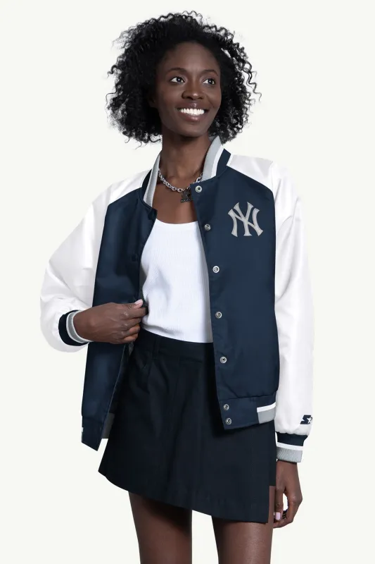 WOMENS NEW YORK YANKEES BLITZ VARSITY JACKET made by Starter