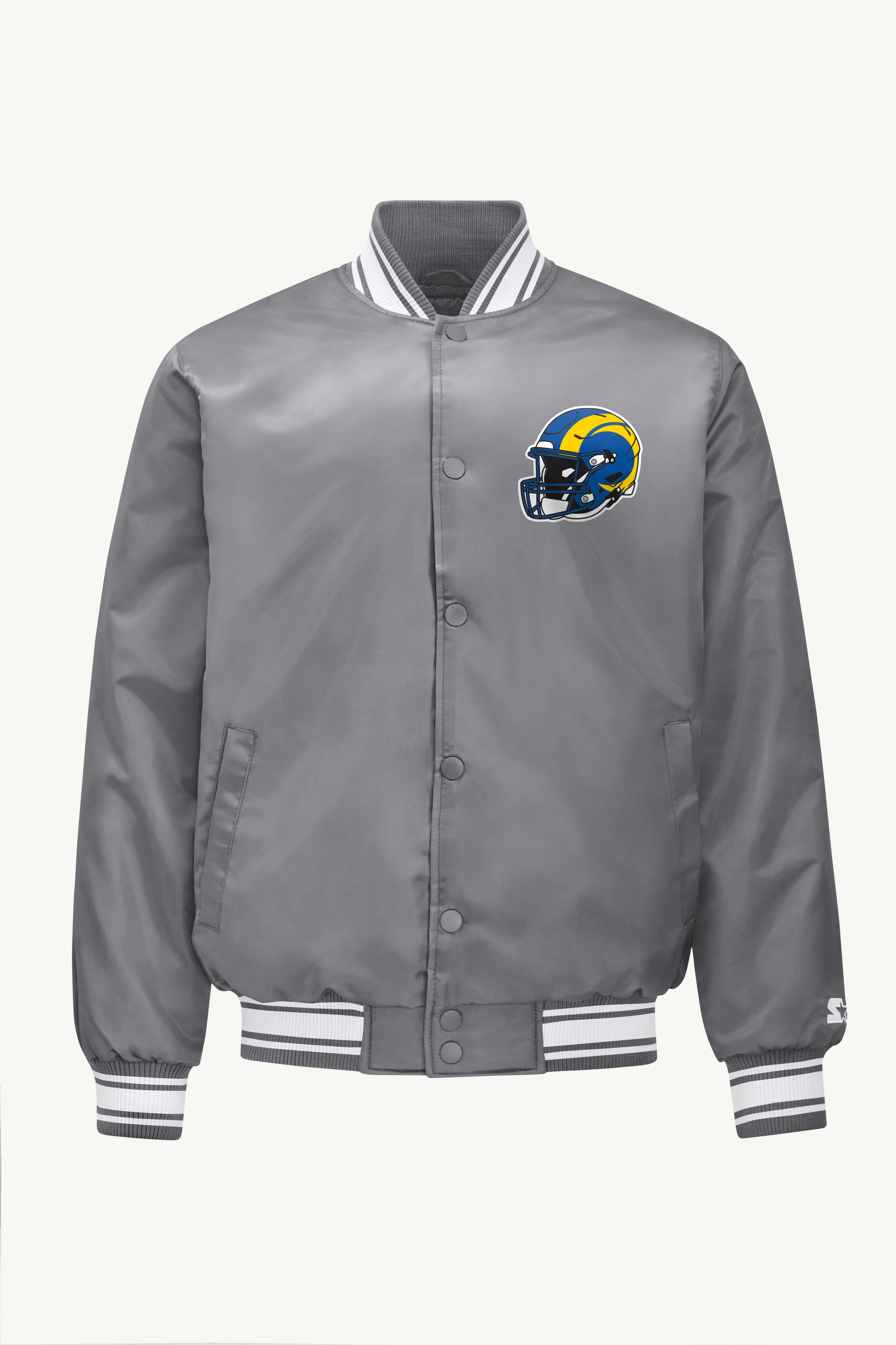MENS LOS ANGELES RAMS TRIANGLE SATIN VARSITY JACKET sold by Starter