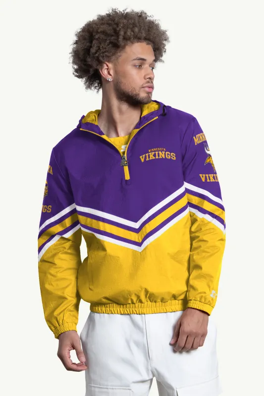 MENS MINNESOTA VIKINGS FAIR  FAIR PLAY HALF ZIP HOODED PULLOVER made by Starter