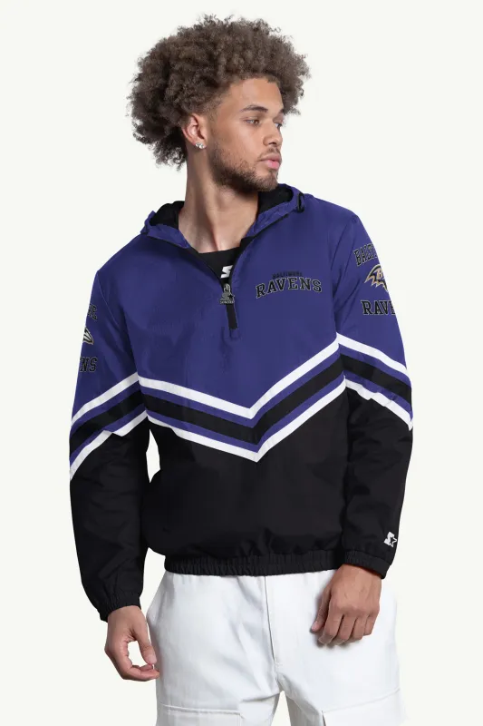 MENS BALTIMORE RAVENS FAIR PLAY HALF ZIP HOODED PULLOVER made by Starter