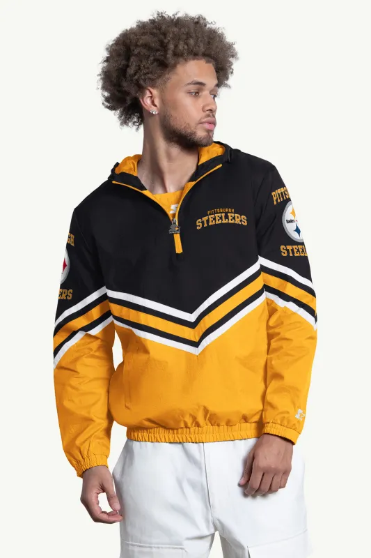 MENS PITTSBURGH STEELERS  FAIR PLAY HALF ZIP HOODED PULLOVER made by Starter