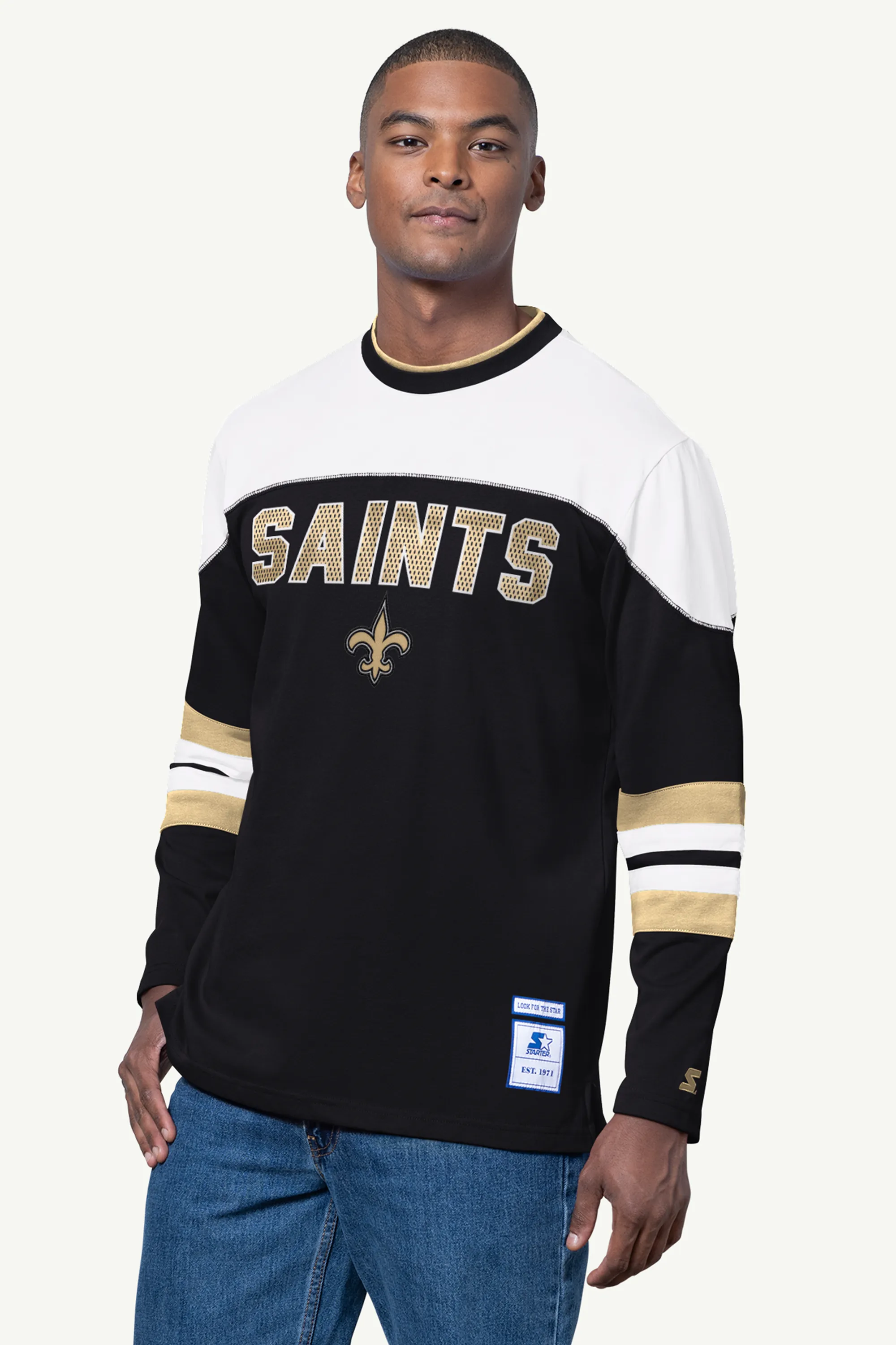 MENS NEW ORLEANS SAINTS LONG SLEEVE PULLOVER sold by Starter