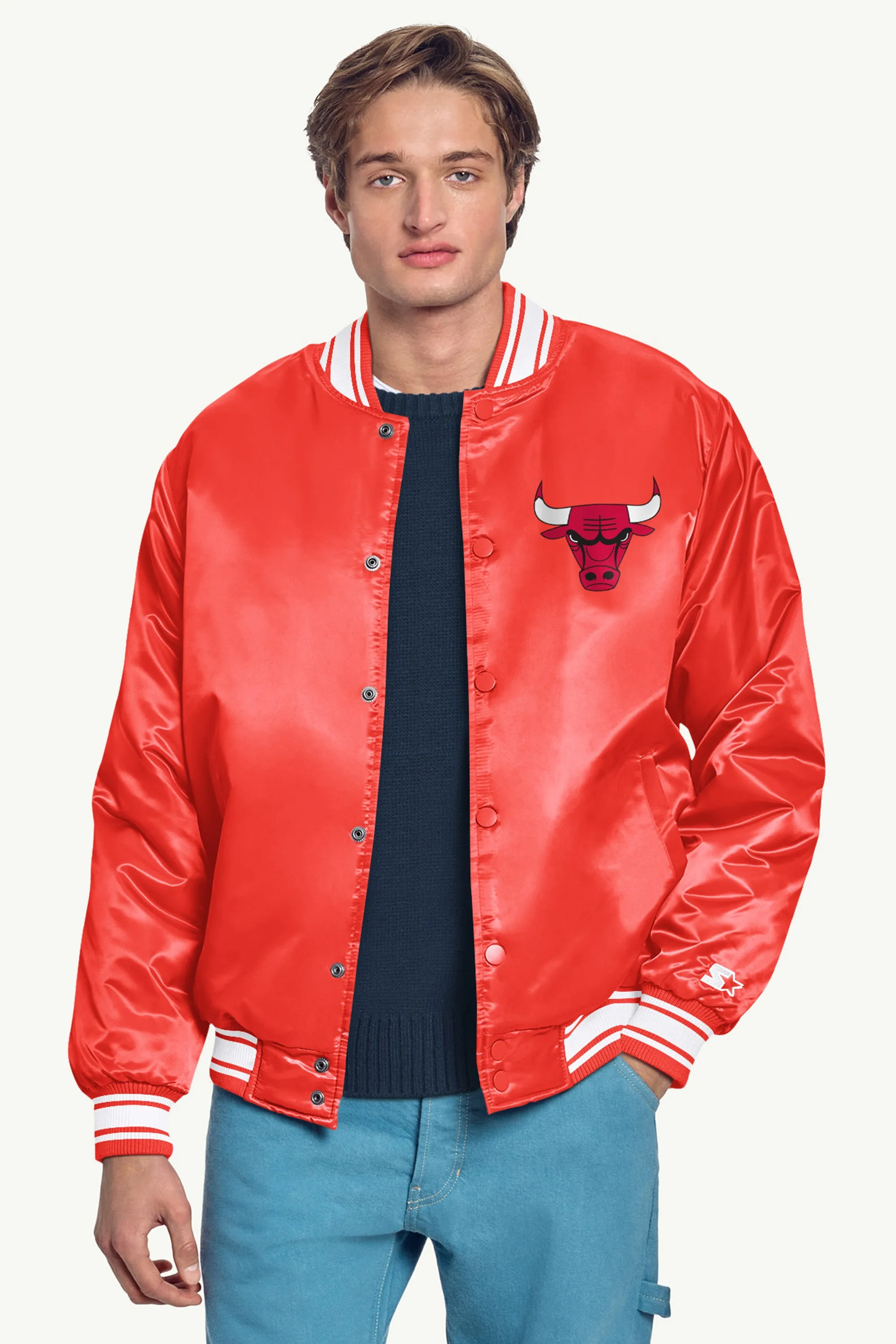 MENS CHICAGO BULLS PRINTED GRAPHIC SATIN VARSITY JACKET sold by Starter product image thumbnail 3