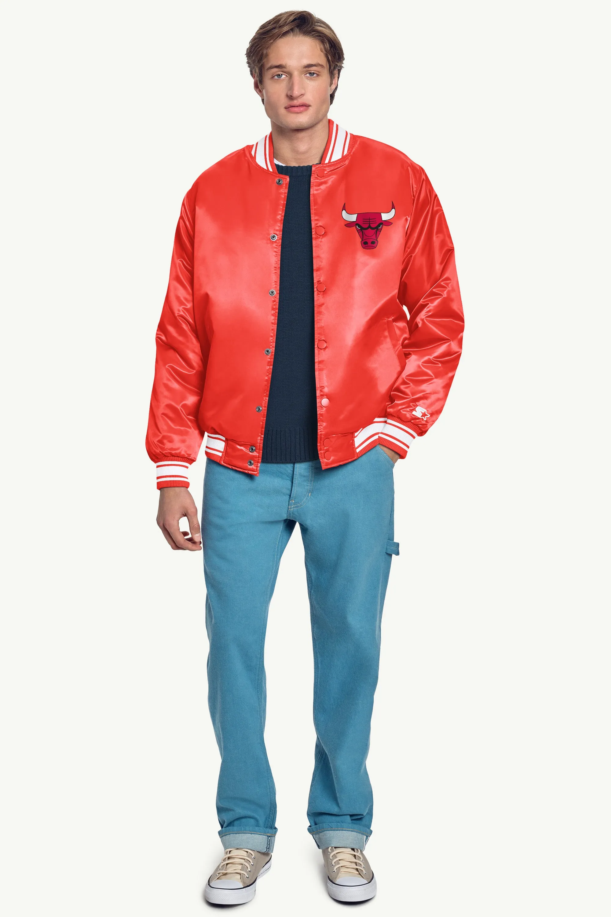 MENS CHICAGO BULLS PRINTED GRAPHIC SATIN VARSITY JACKET sold by Starter product image thumbnail 4