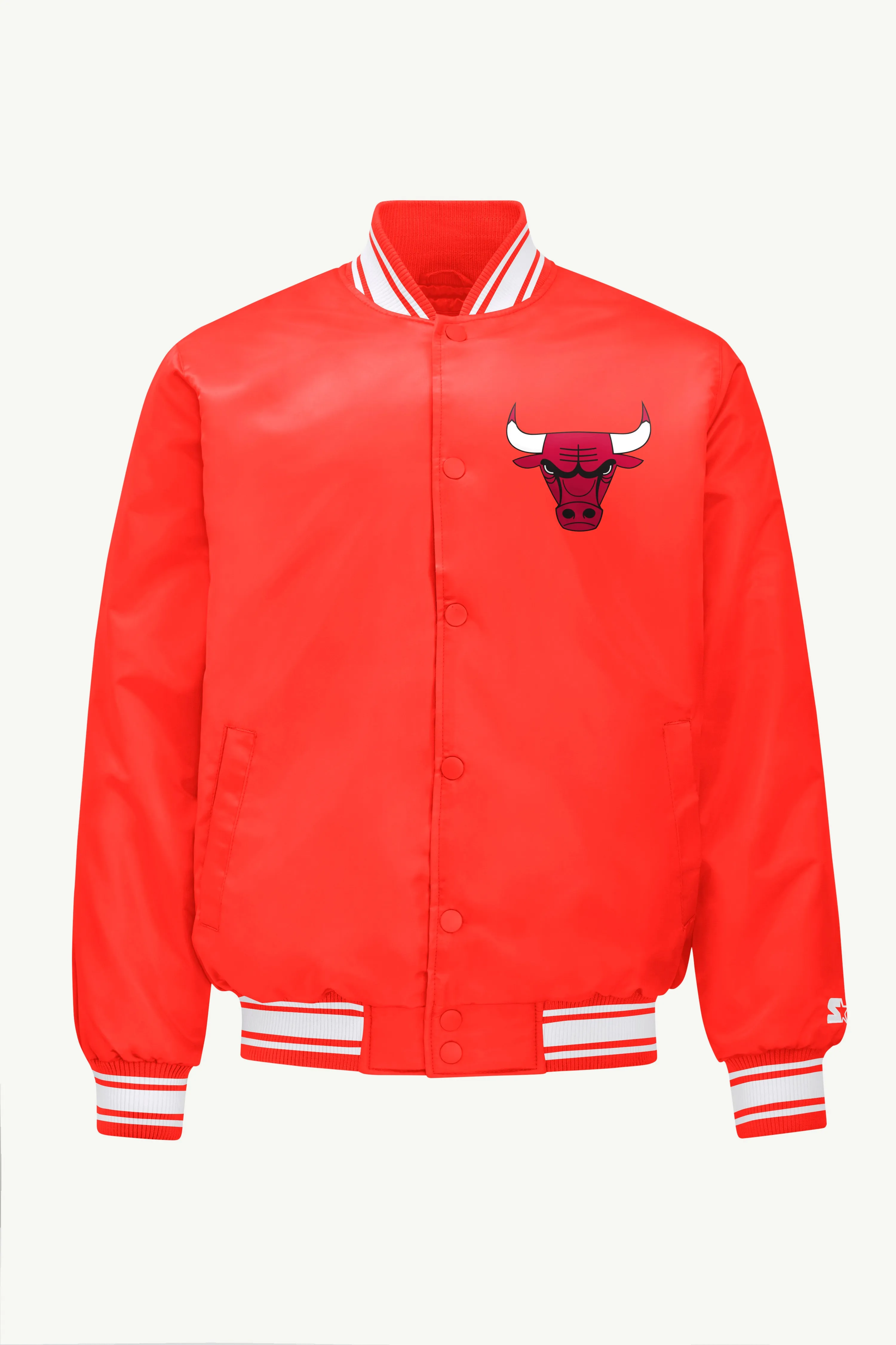 MENS CHICAGO BULLS PRINTED GRAPHIC SATIN VARSITY JACKET sold by Starter