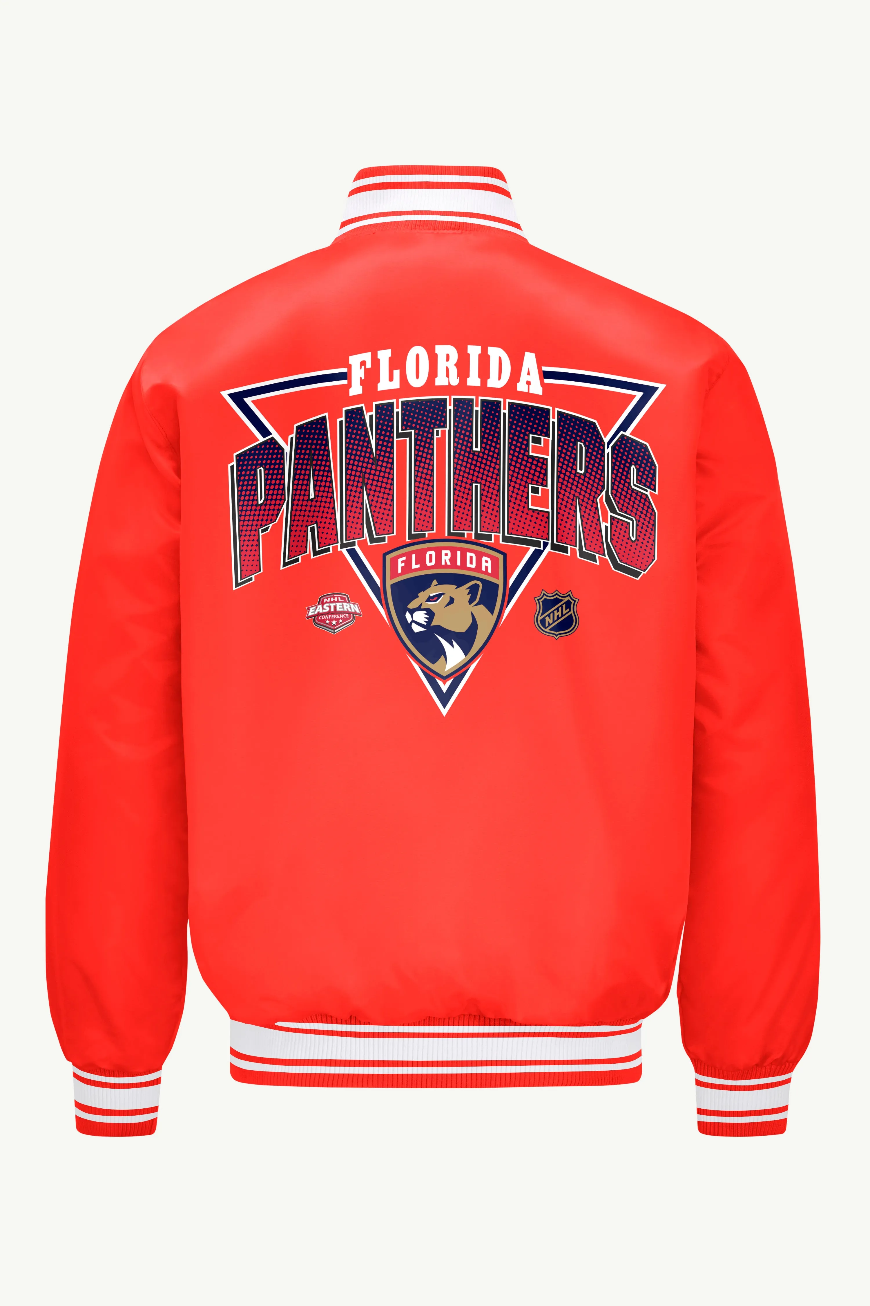 MENS FLORIDA PANTHERS PRINTED GRAPHIC TRIANGLE SATIN VARSITY JACKET sold by Starter product image thumbnail 2