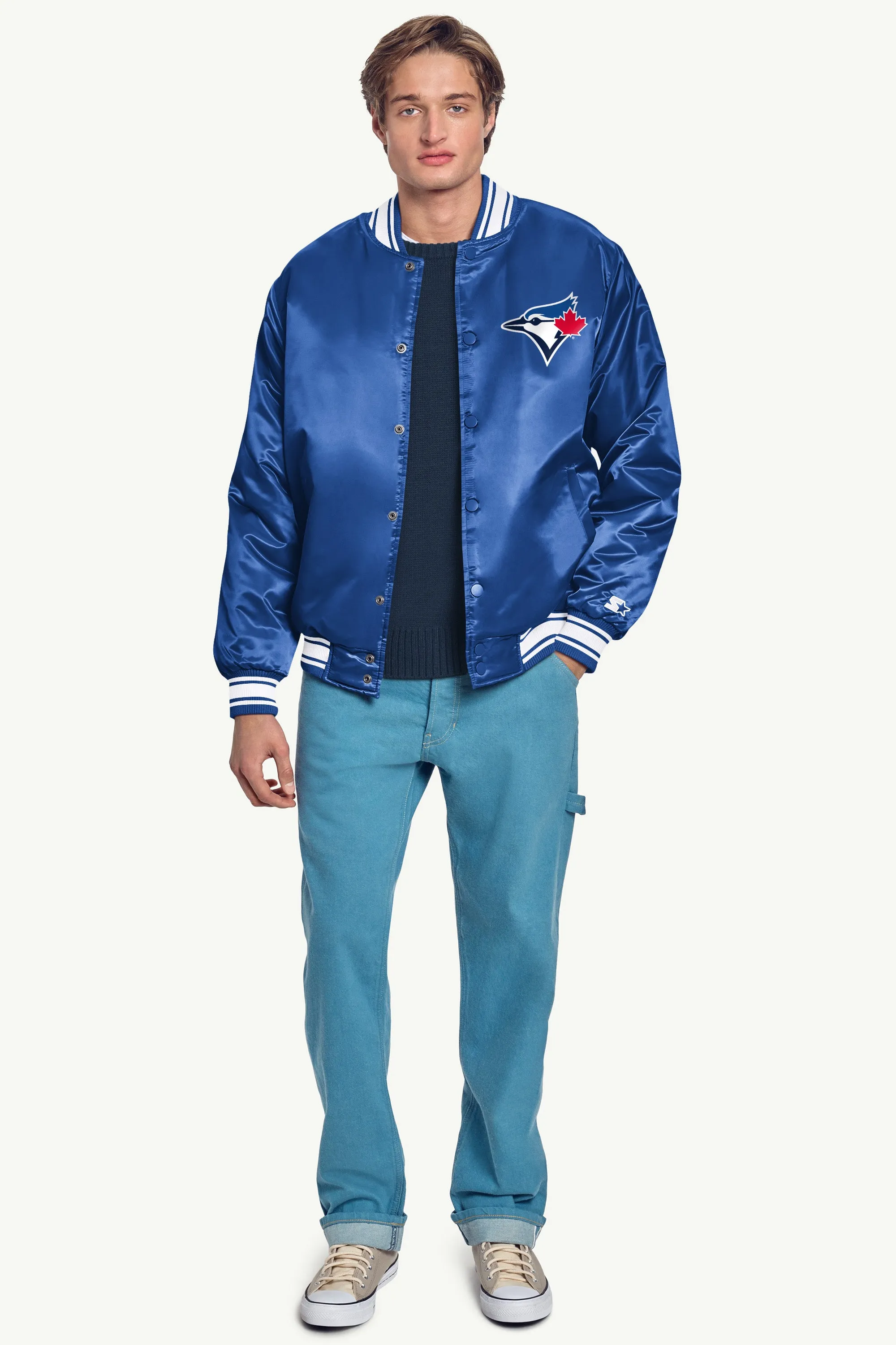 MENS TORONTO BLUE JAYS HOMEPLATE SATIN VARSITY JACKET sold by Starter product image thumbnail 4