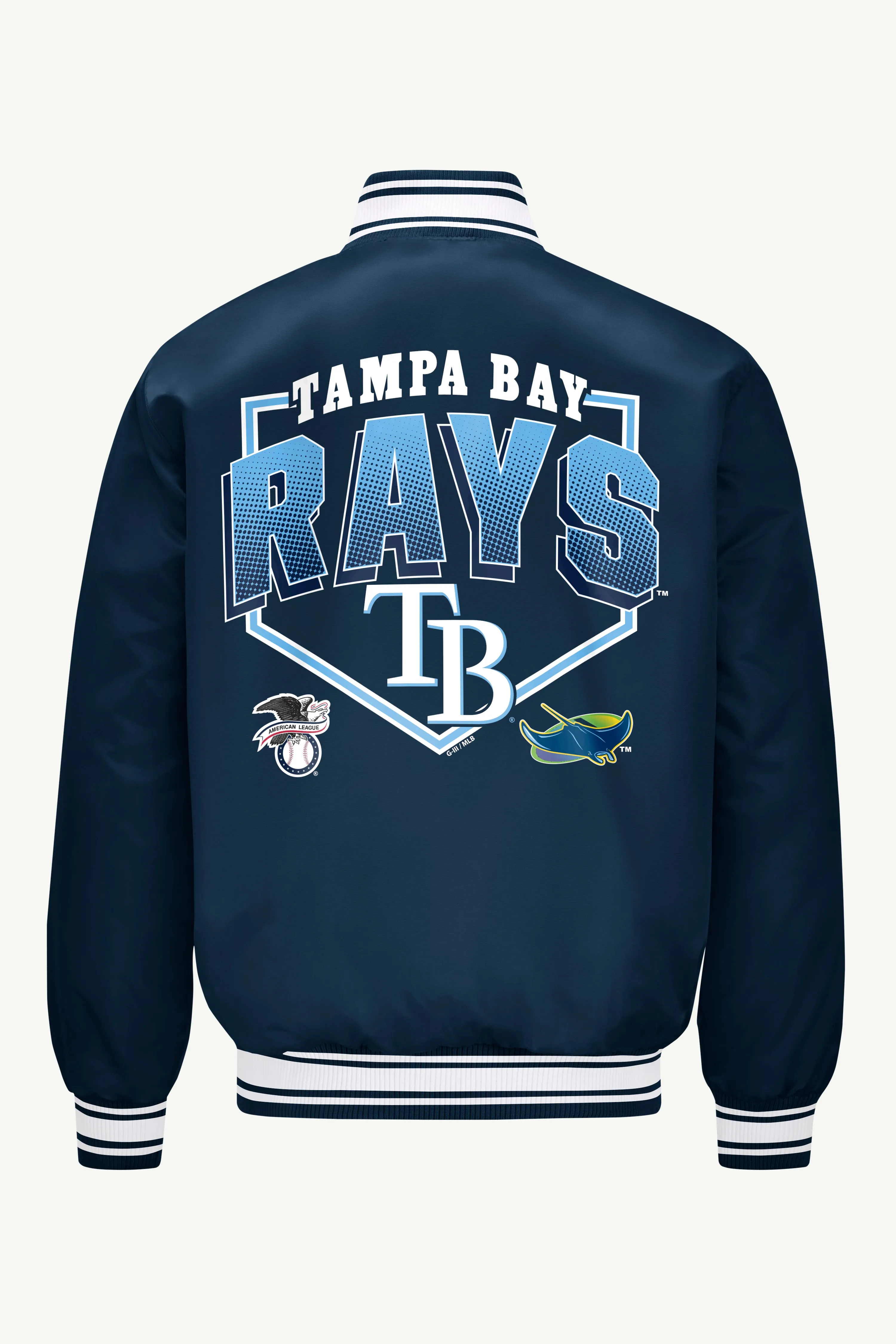 MENS TAMPA BAY RAYS PRINTED HOMEPLATE SATIN VARSITY JACKET sold by Starter product image thumbnail 2