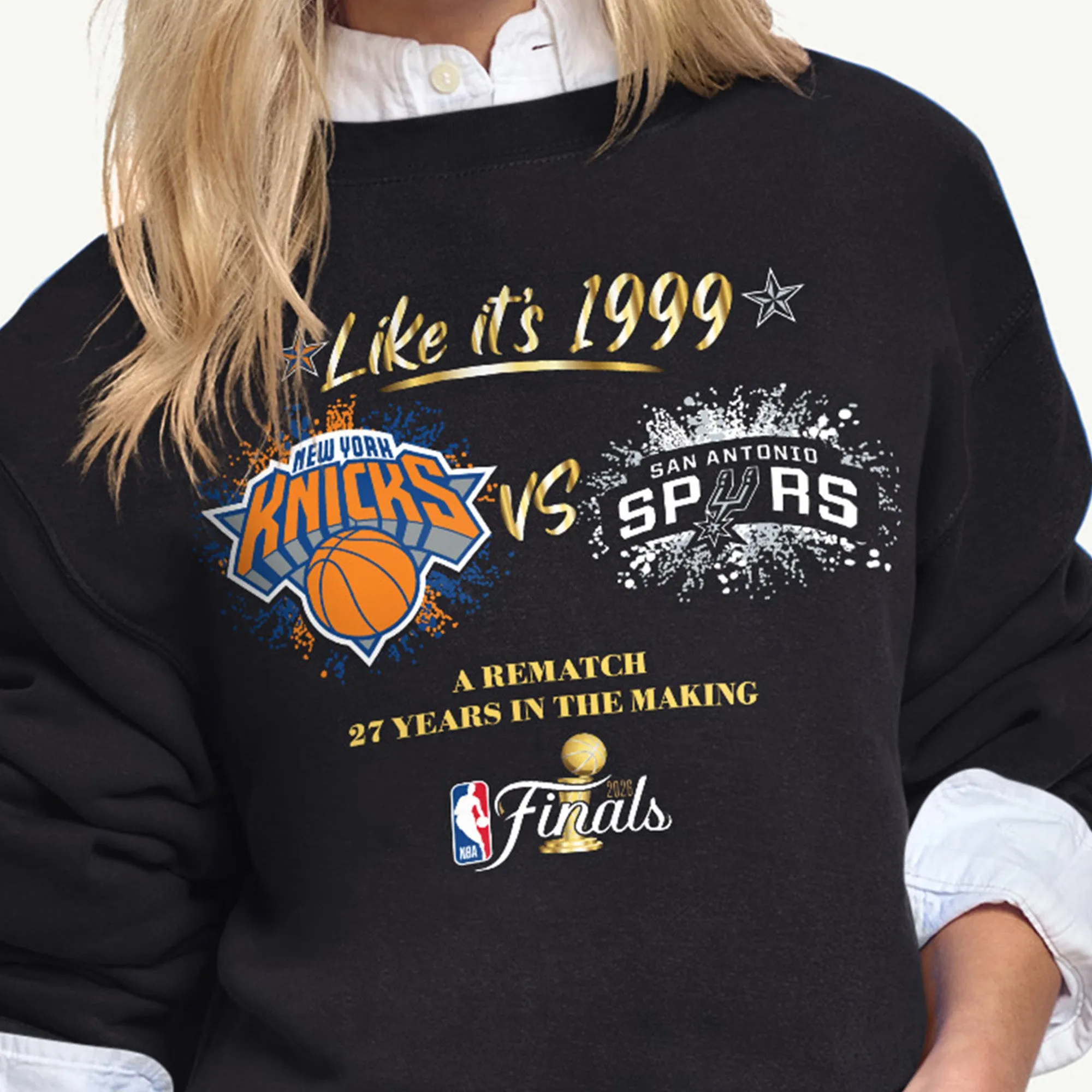 WOMENS NEW YORK KNICKS VS SAN ANTONIO SPURS 2026 NBA FINALS SWEATSHIRT sold by Starter product image thumbnail 2