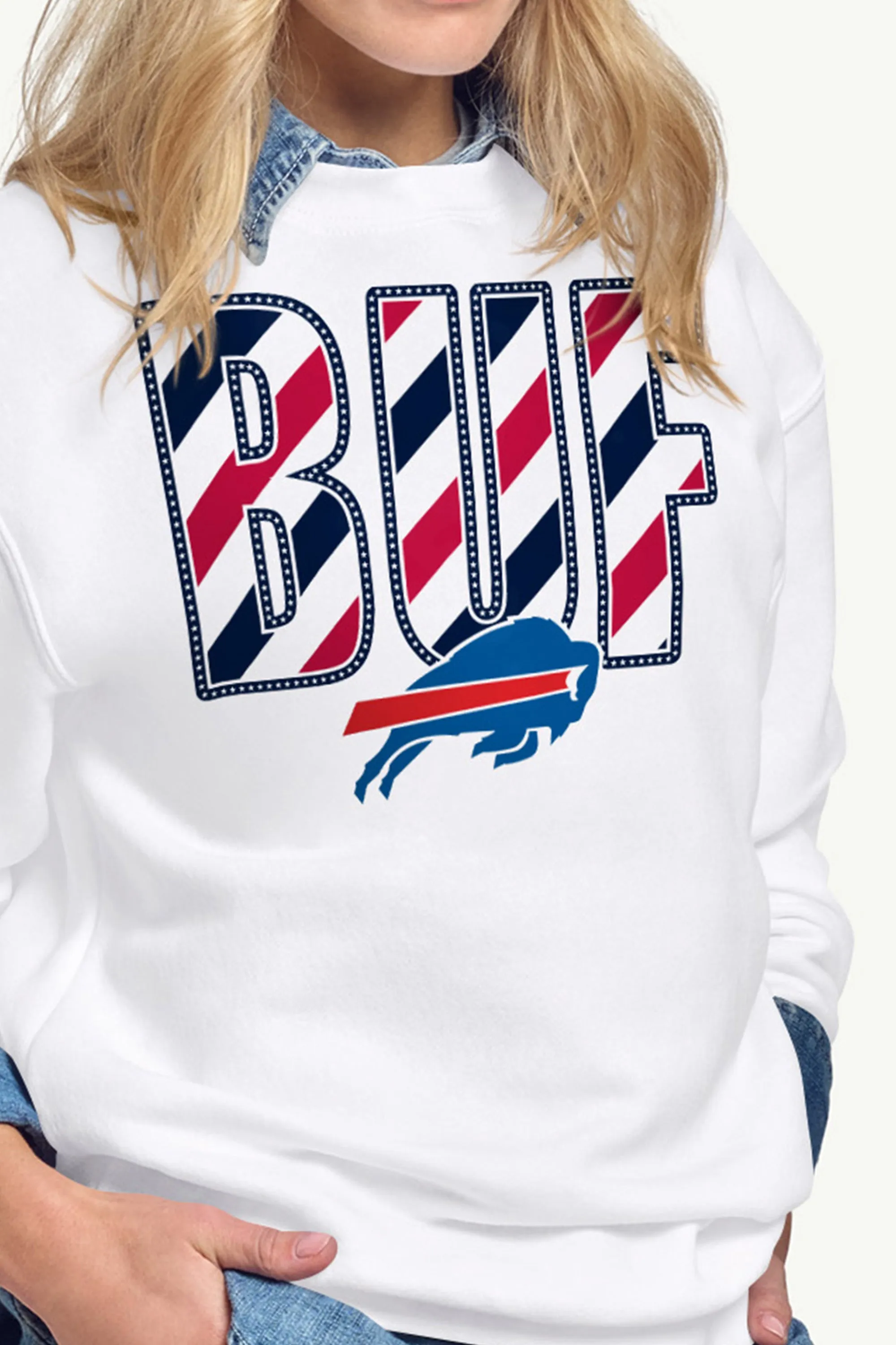 WOMENS BUFFALO BILLS STARS AND STRIPES SWEATSHIRT sold by Starter product image thumbnail 2