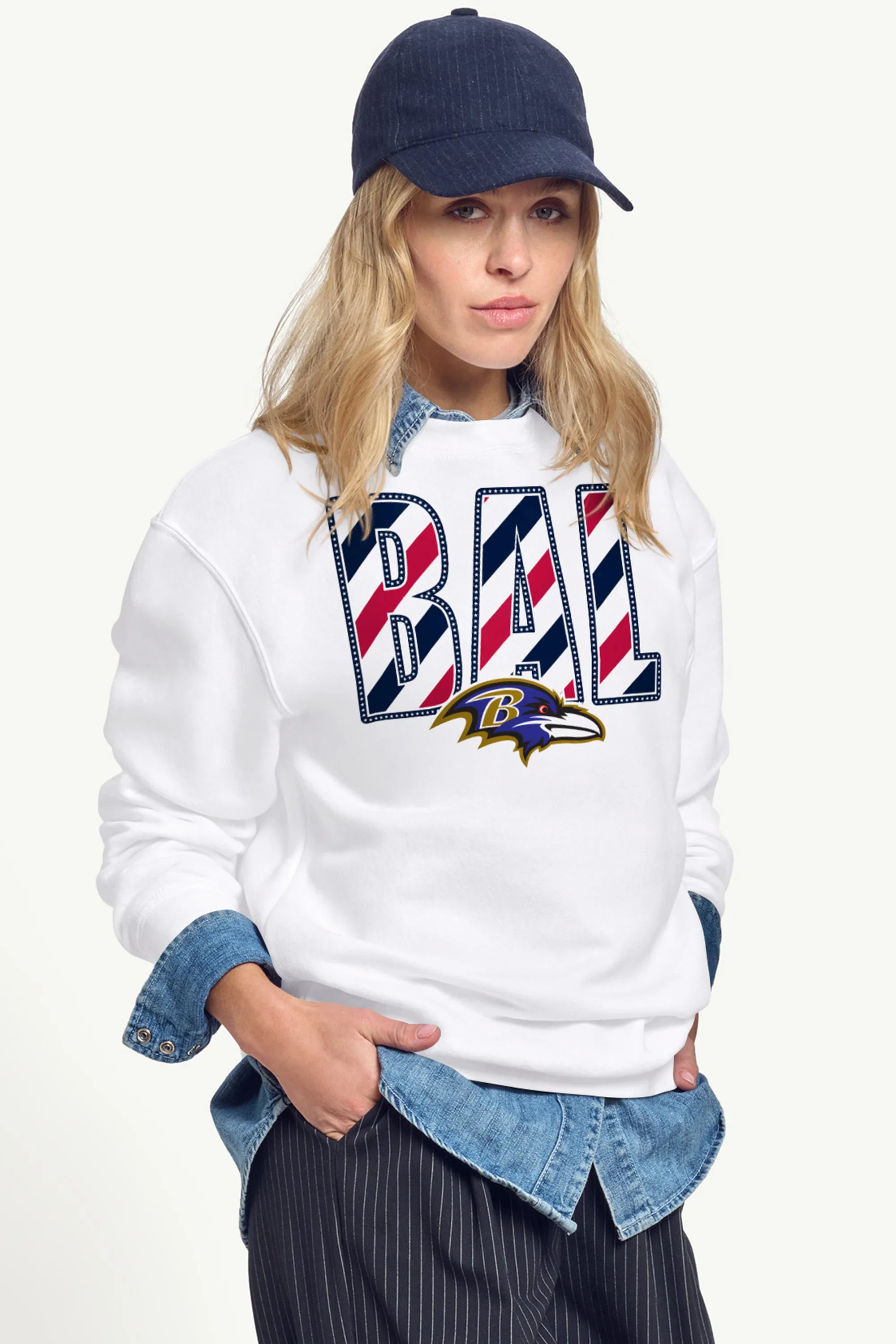 WOMENS BALTIMORE RAVENS STARS AND STRIPES SWEATSHIRT sold by Starter product image thumbnail 4