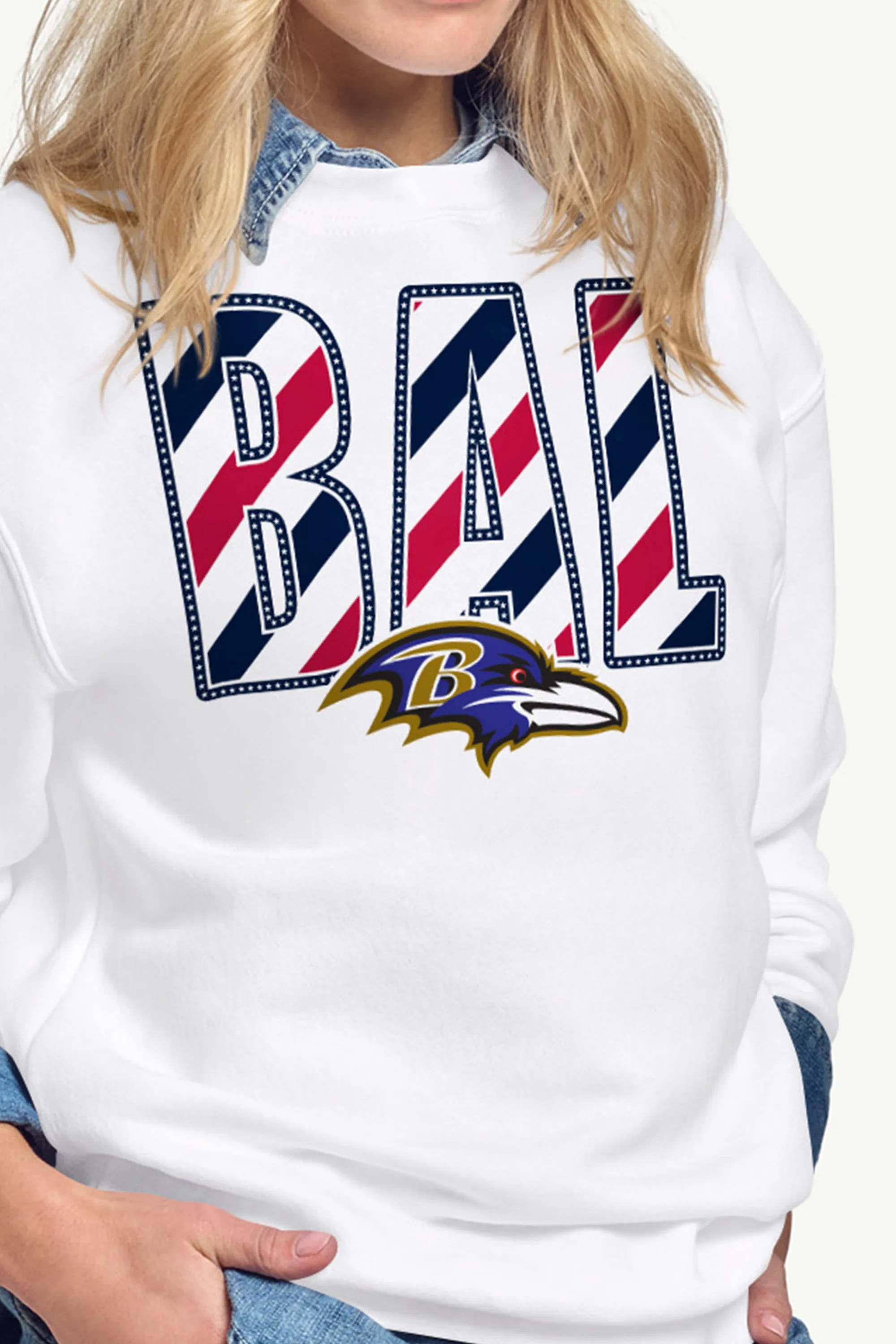 WOMENS BALTIMORE RAVENS STARS AND STRIPES SWEATSHIRT sold by Starter product image thumbnail 2