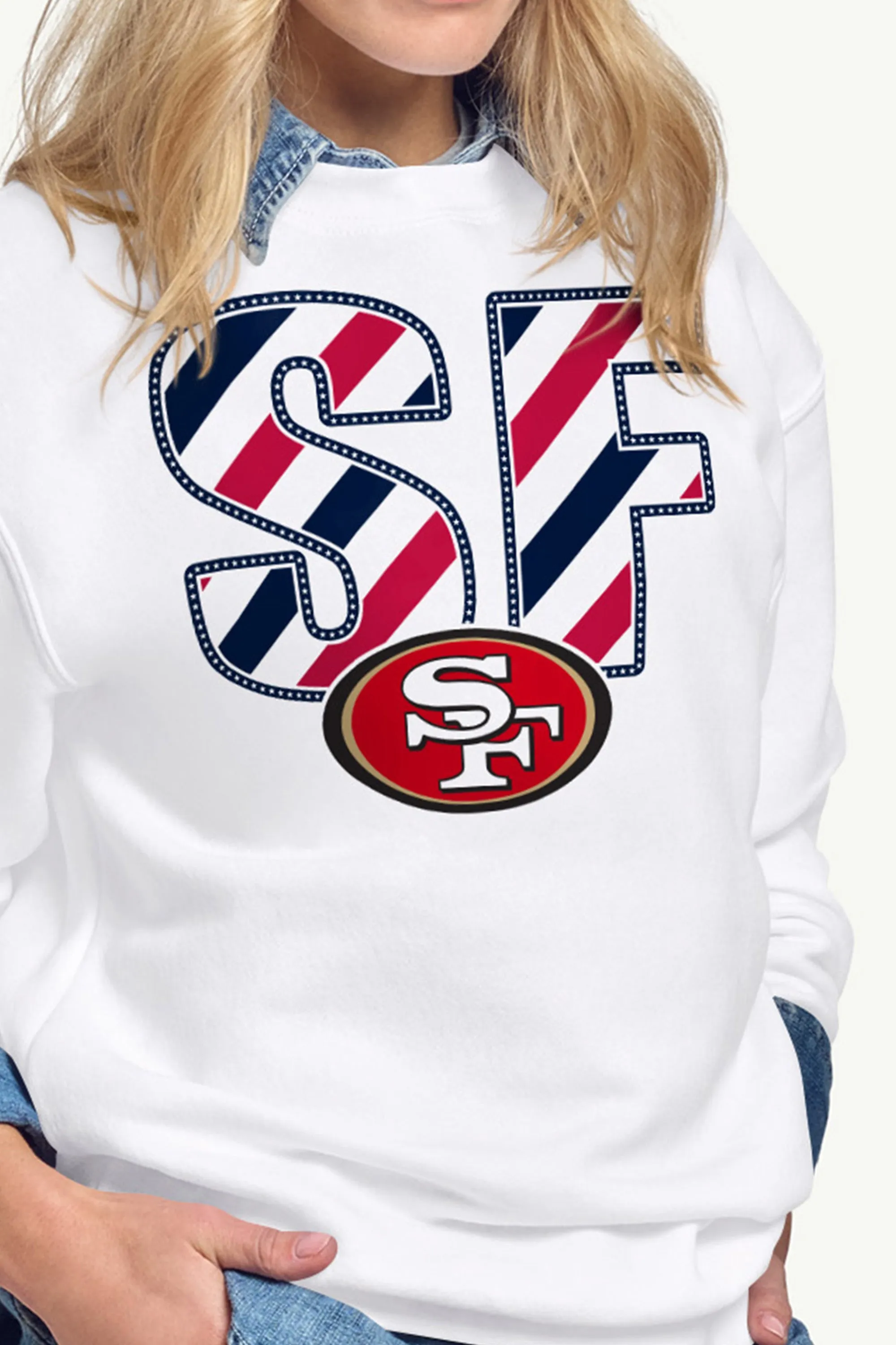 WOMENS SAN FRANCISCO 49ERS STARS AND STRIPES SWEATSHIRT sold by Starter product image thumbnail 2