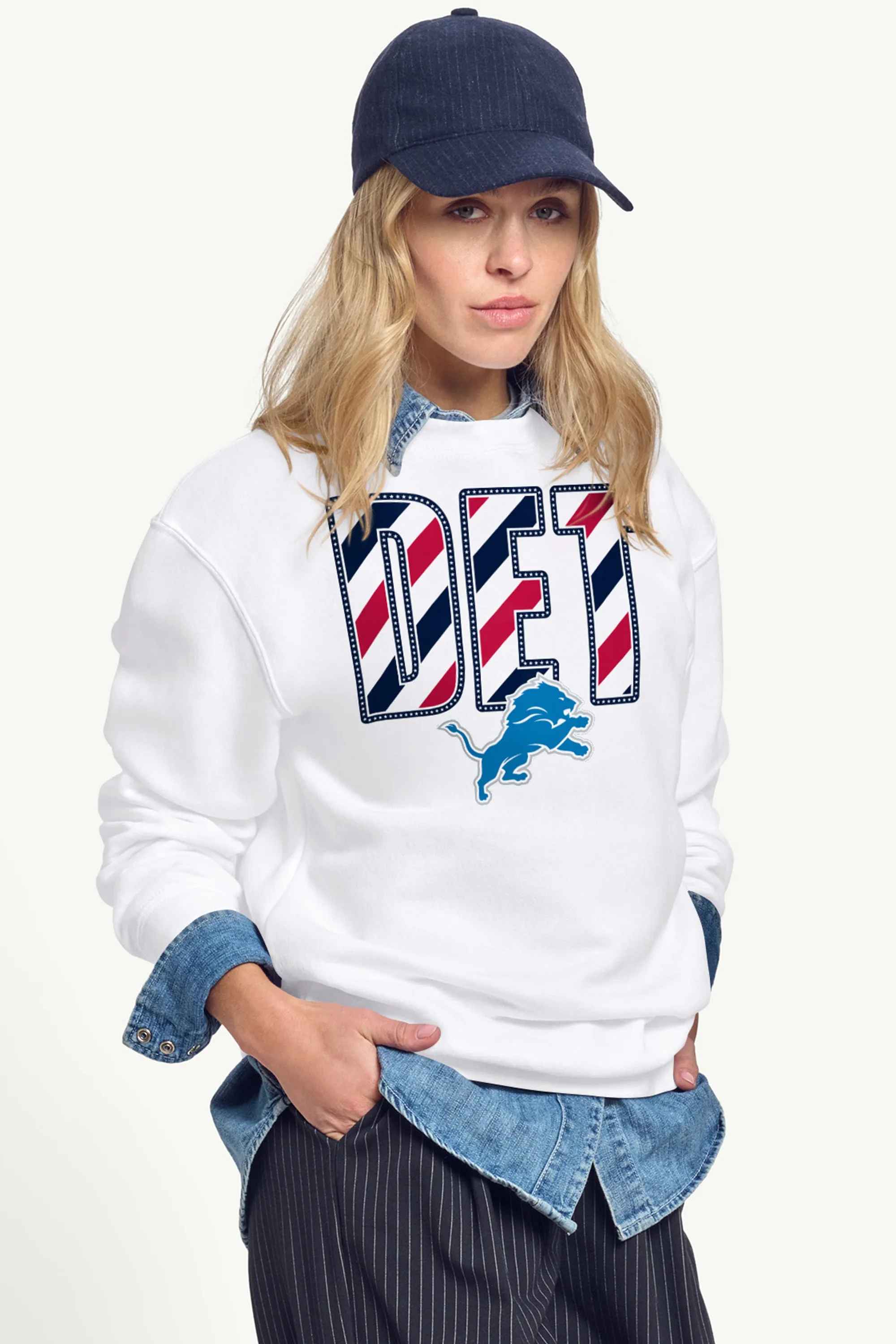 WOMENS DETROIT LIONS STARS AND STRIPES SWEATSHIRT sold by Starter product image thumbnail 4