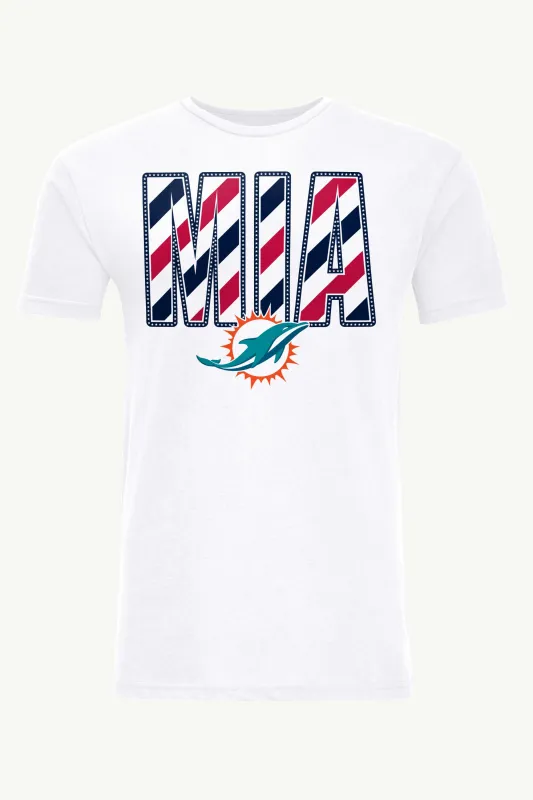 MENS MIAMI DOLHPINS STARS AND STRIPES T SHIRT made by Starter