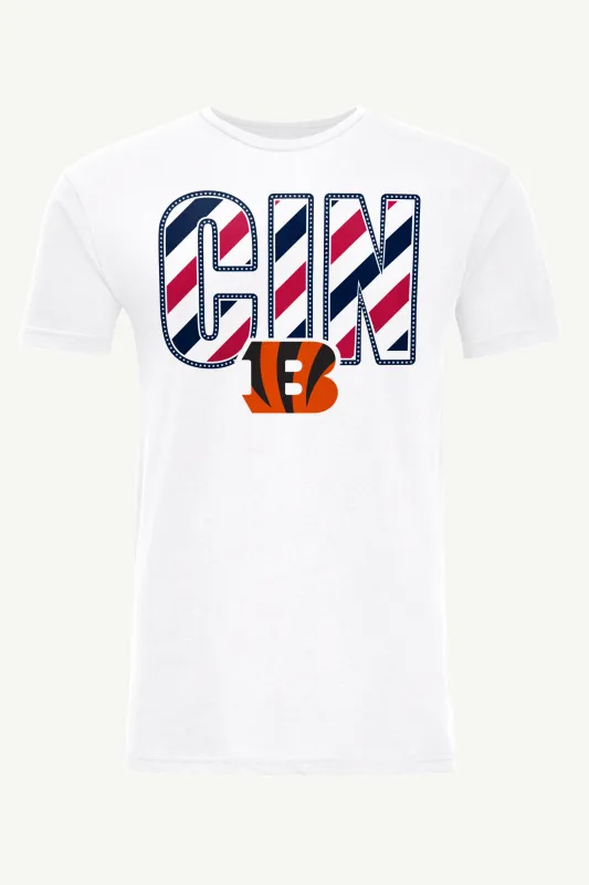 MENS CINCINNATI BENGALS STARS AND STRIPES T SHIRT made by Starter