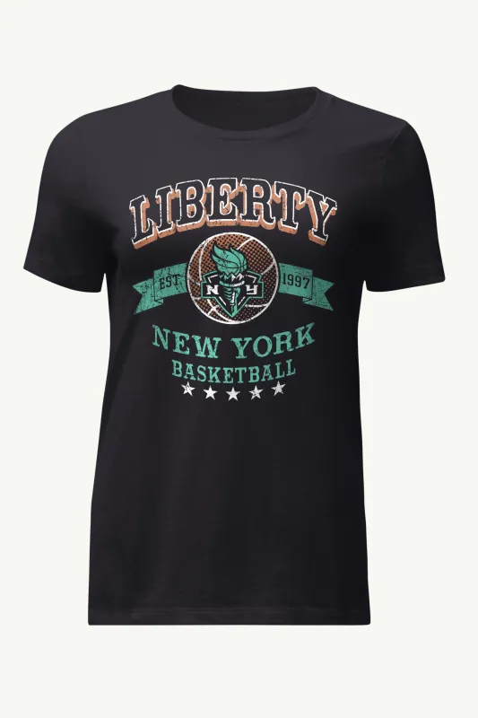 WOMENS WNBA NEW YOR LIBERTY BLEACHERS & BANNER T SHIRT made by Starter