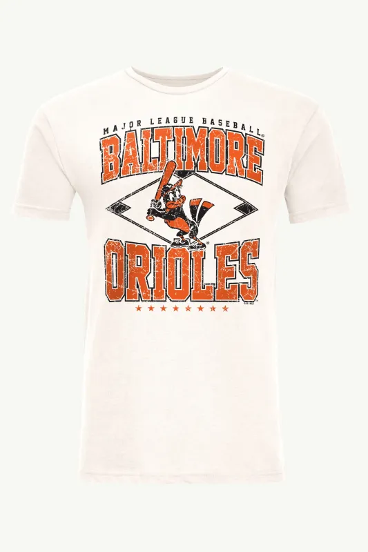 MENS BALTIMORE ORIOLES DISTRESSED COOPERSTOWN DIAMOND SHORT SLEEVE T SHIRT made by Starter